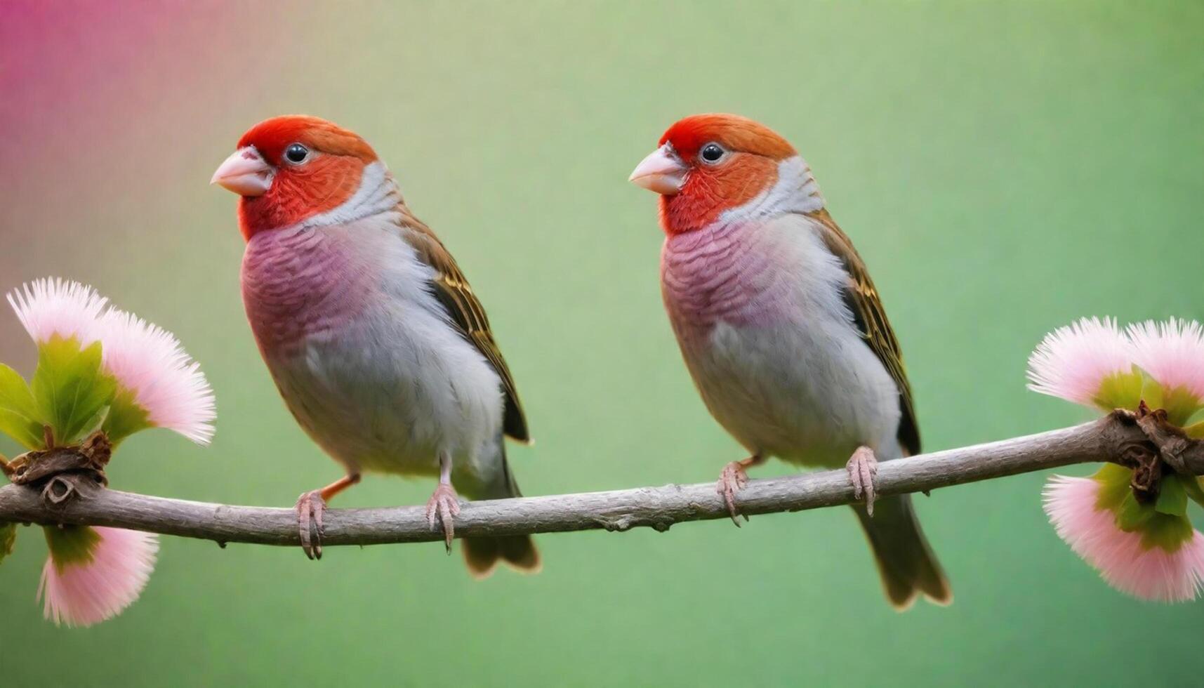 colourful tiny finch stands on a branch, Bird Photography photo