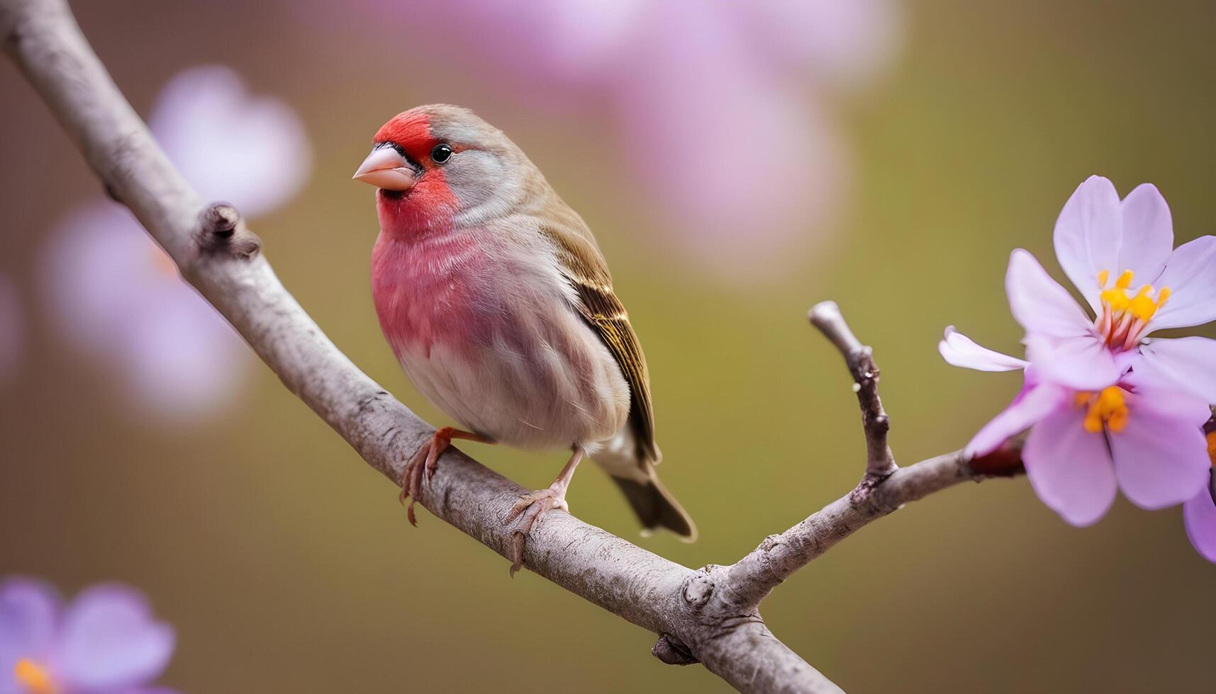 colourful tiny finch stands on a branch , Bird Photography photo