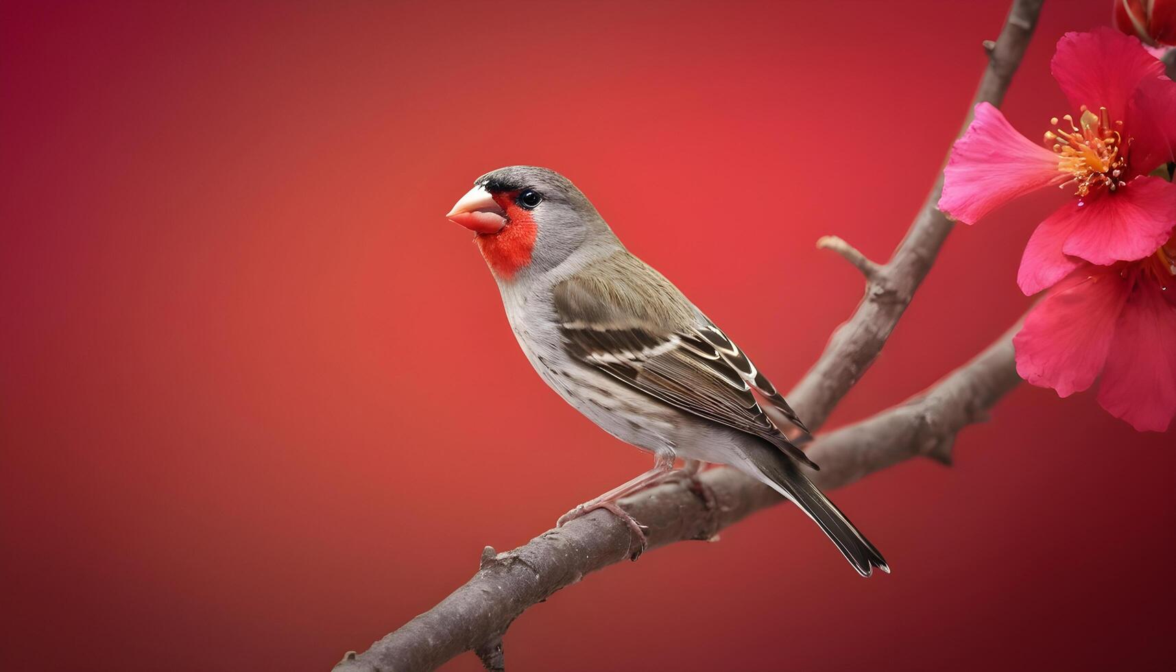 colourful tiny finch stands on a branch, Bird Photography photo