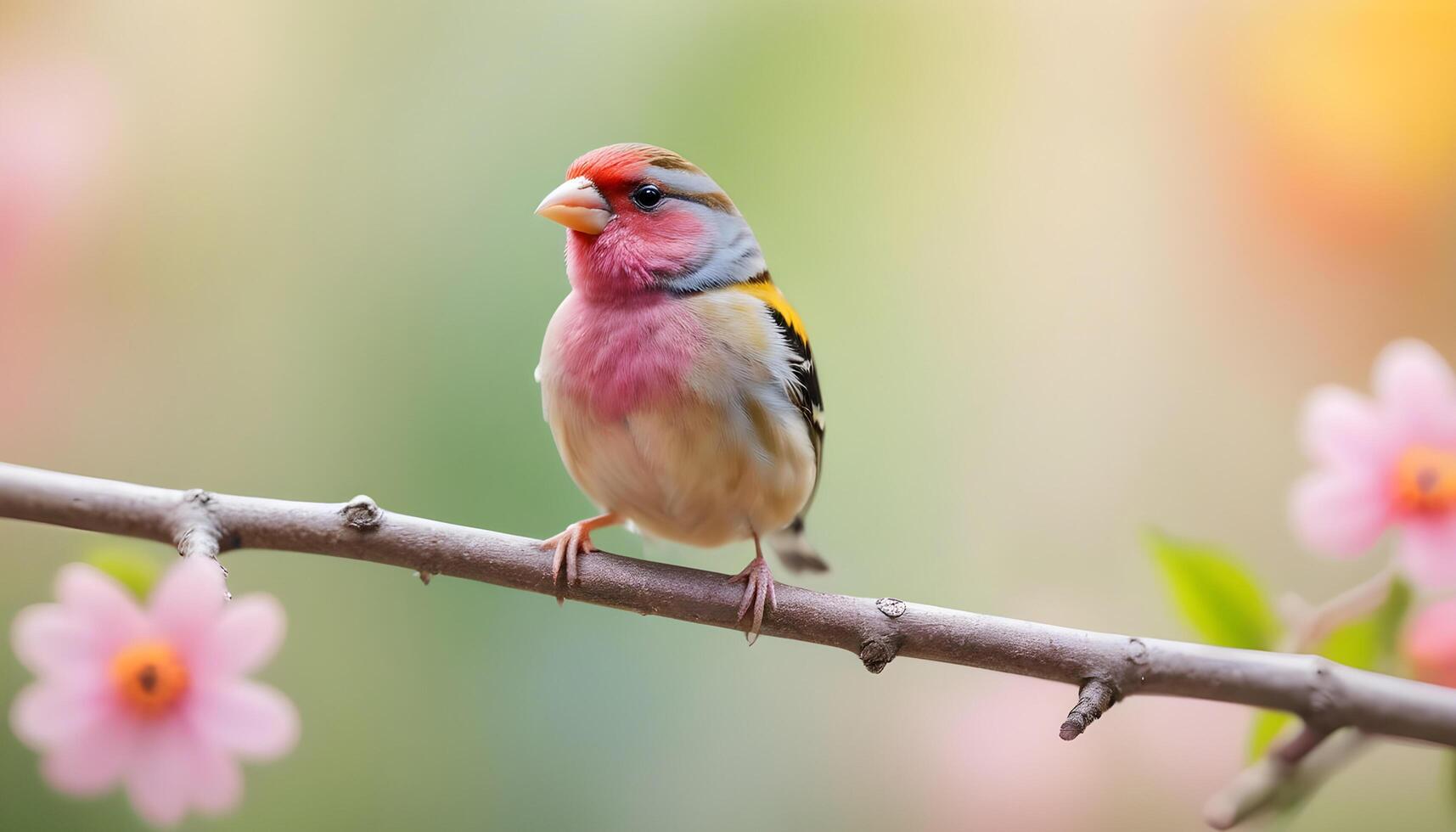 colourful tiny finch stands on a branch , Bird Photography photo