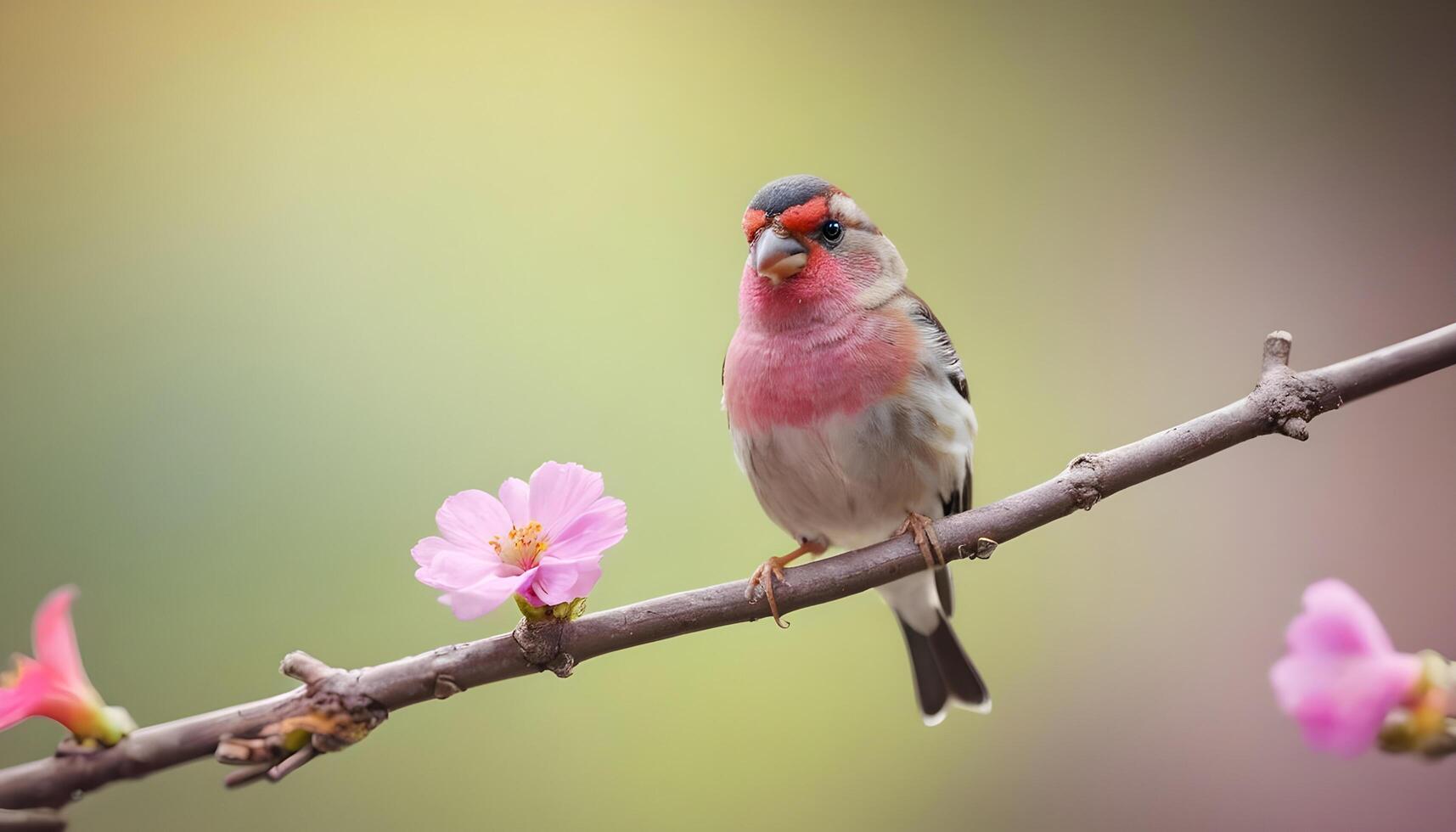 colourful tiny finch stands on a branch, Bird Photography photo