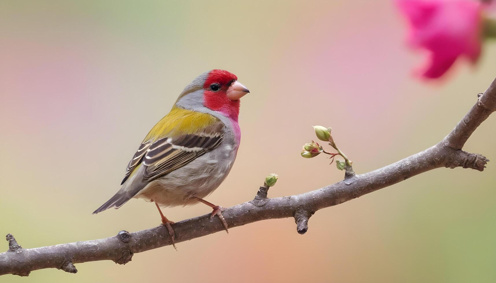 colourful tiny finch stands on a branch , Bird Photography photo