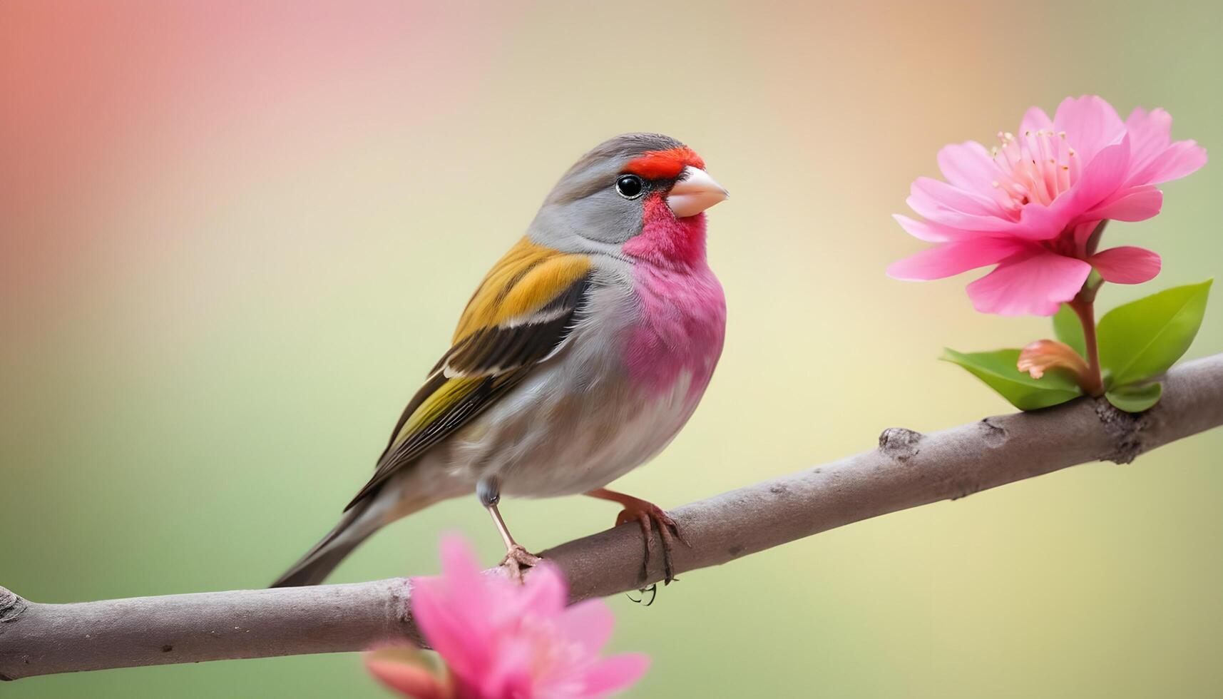 colourful tiny finch stands on a branch , Bird Photography photo