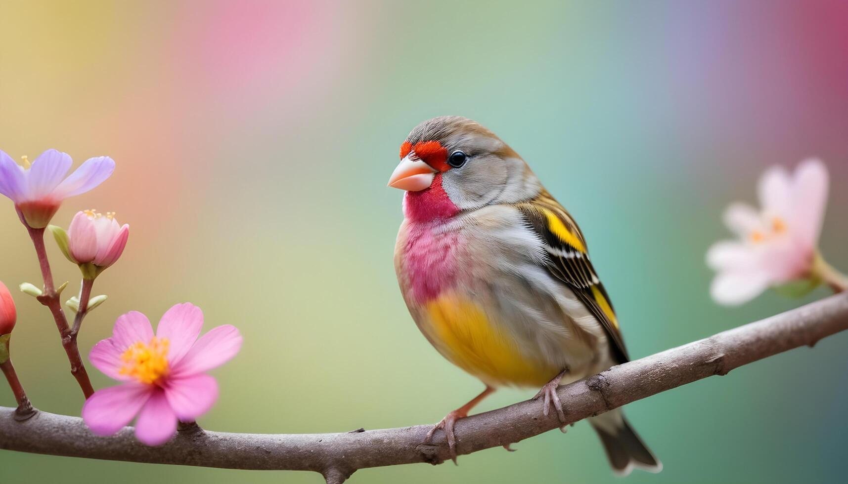 colourful tiny finch stands on a branch , Bird Photography photo