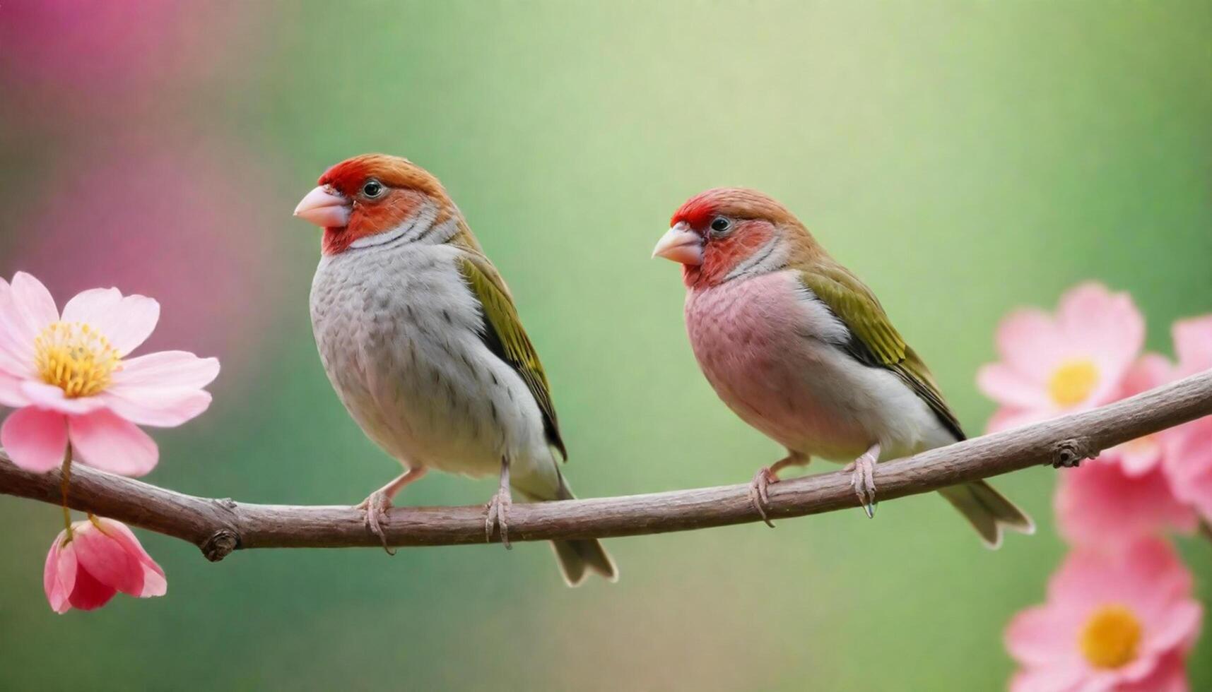 colourful tiny finch stands on a branch, Bird Photography photo