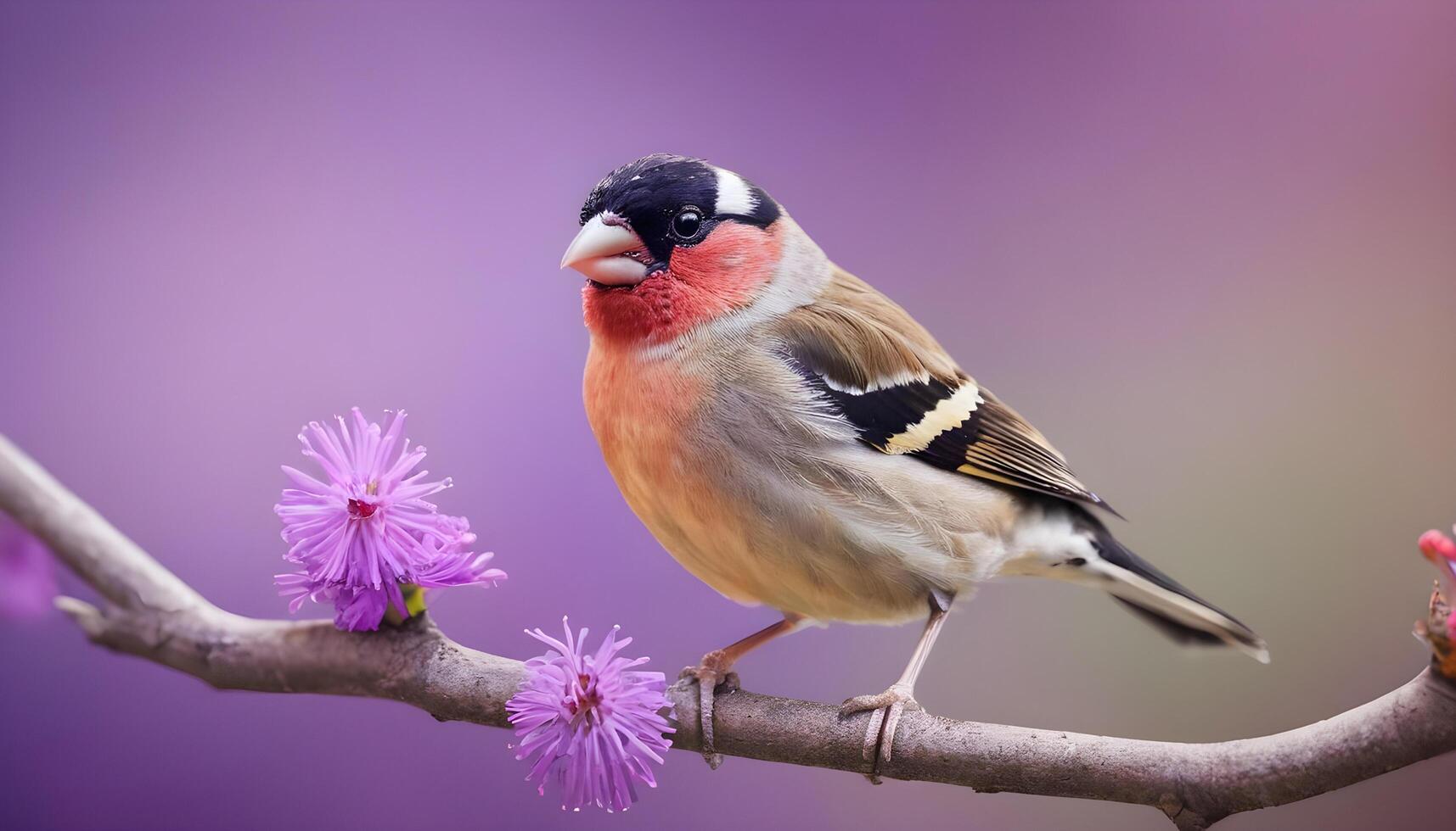 colourful tiny finch stands on a branch, Bird Photography photo