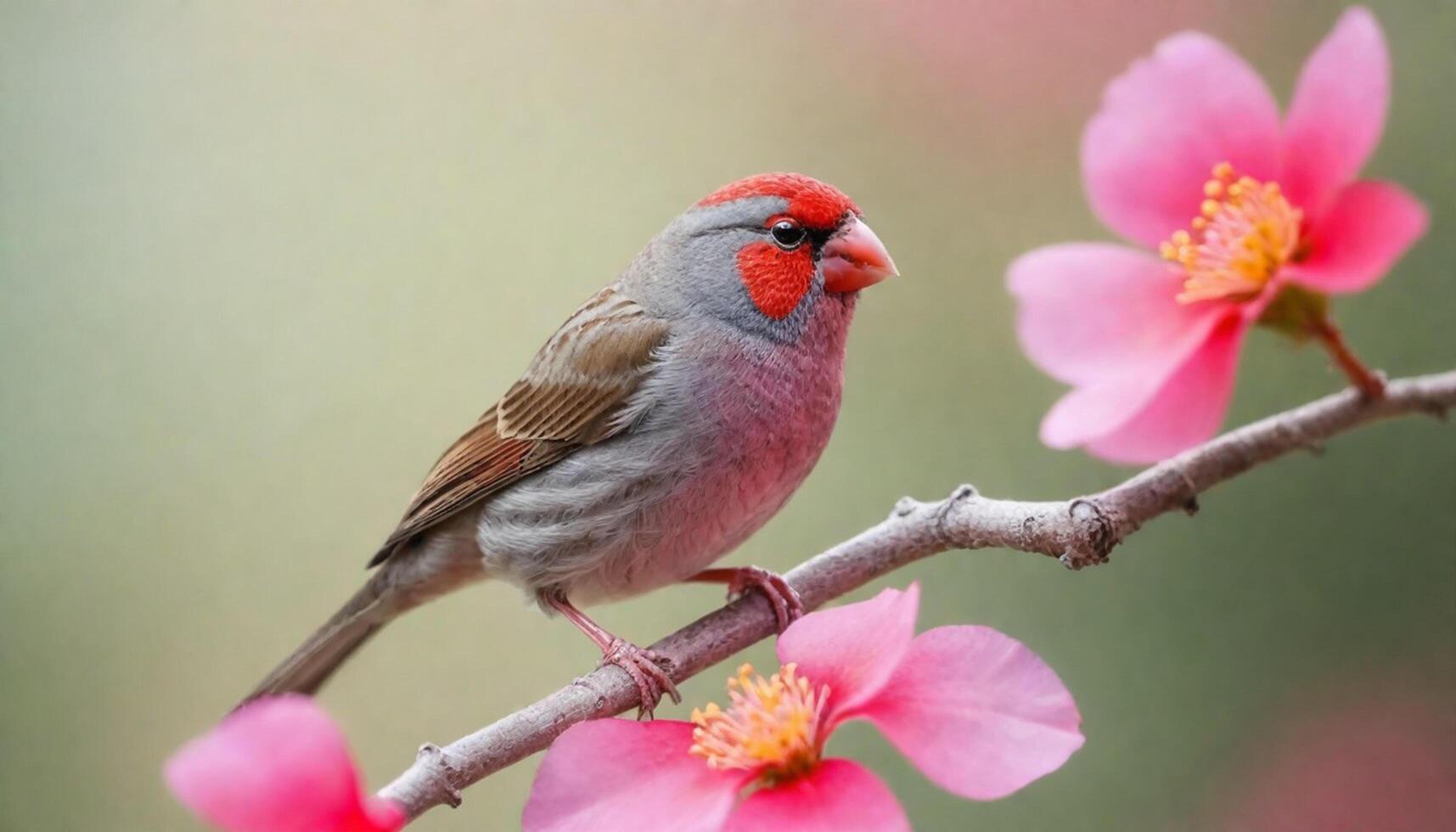 colourful tiny finch stands on a branch, Bird Photography photo