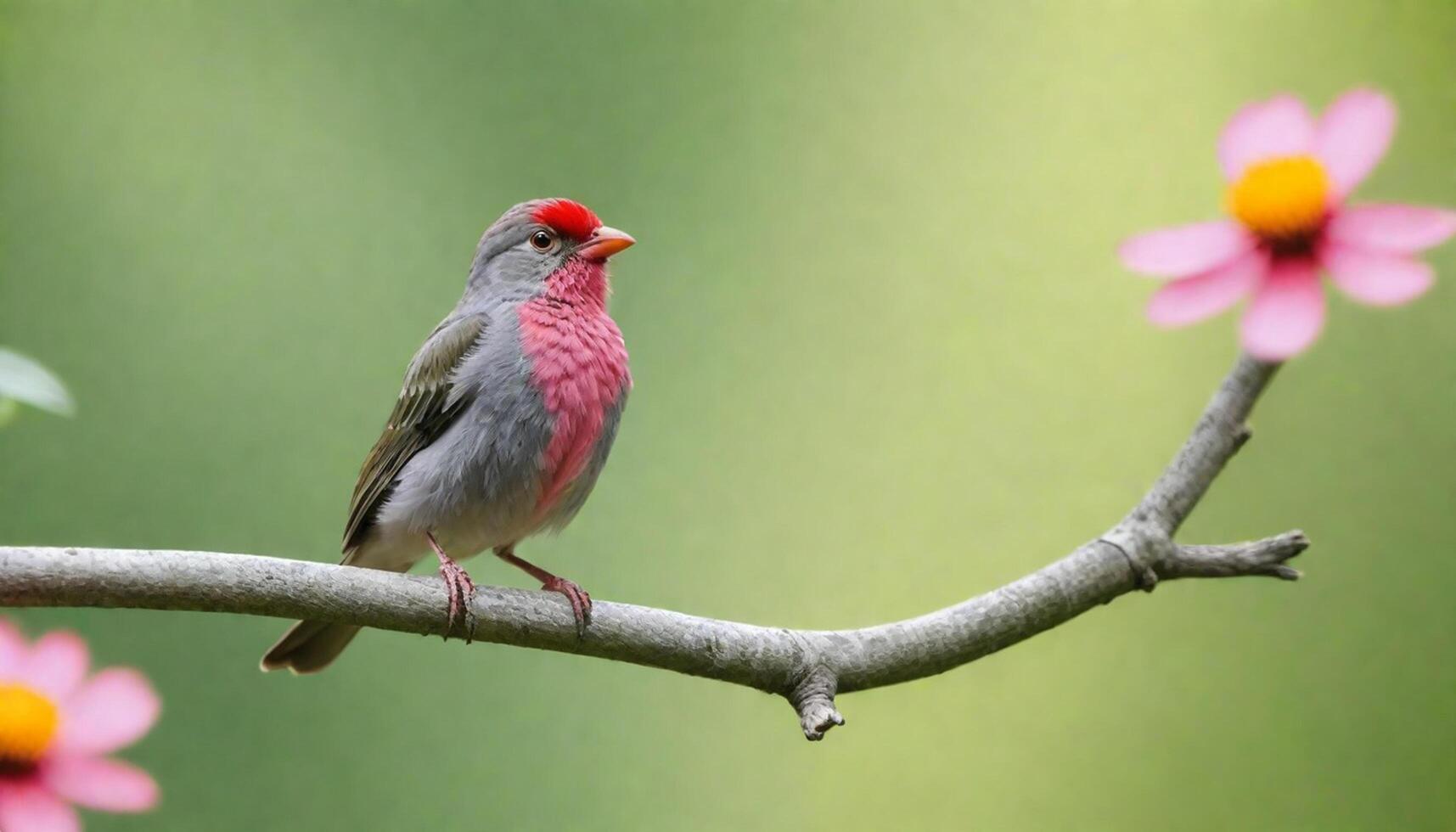 colourful tiny finch stands on a branch, Bird Photography photo