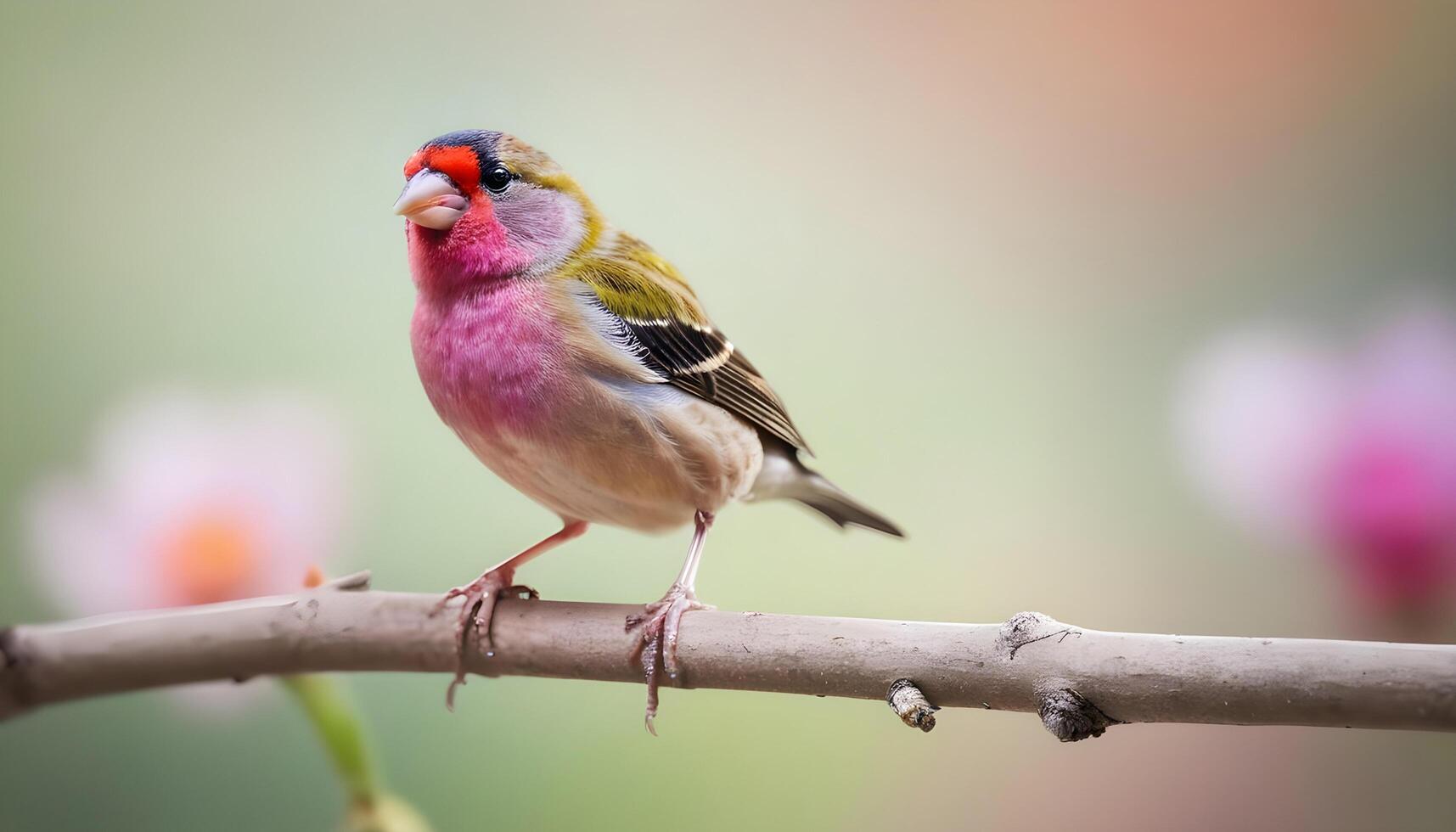 colourful tiny finch stands on a branch , Bird Photography photo