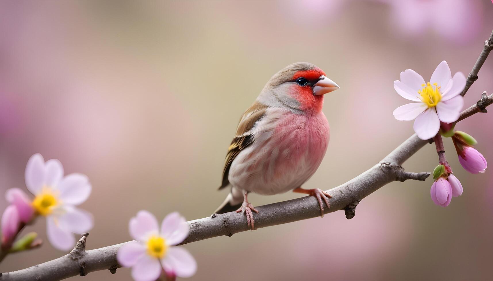 colourful tiny finch stands on a branch , Bird Photography photo