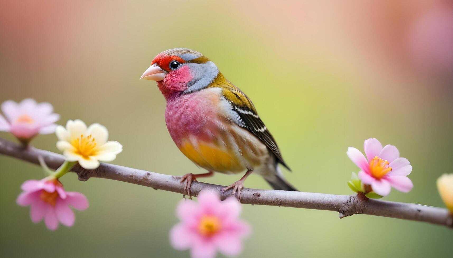 colourful tiny finch stands on a branch , Bird Photography photo