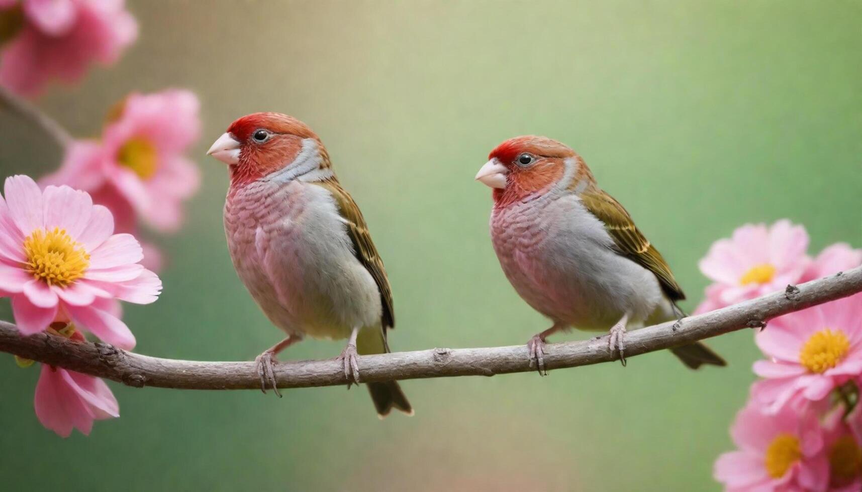 colourful tiny finch stands on a branch, Bird Photography photo