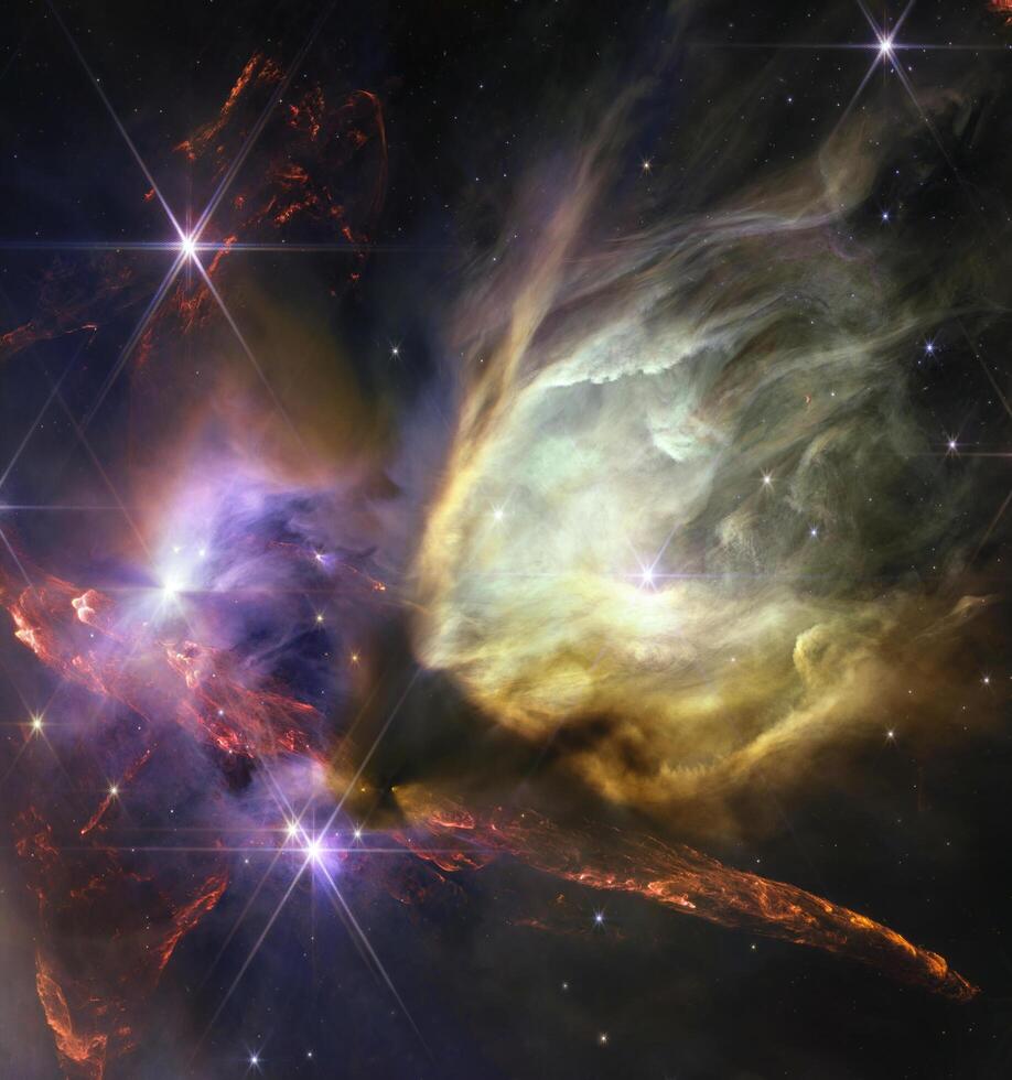 Rho Ophiuchi large interstellar cloud in outer space. photo