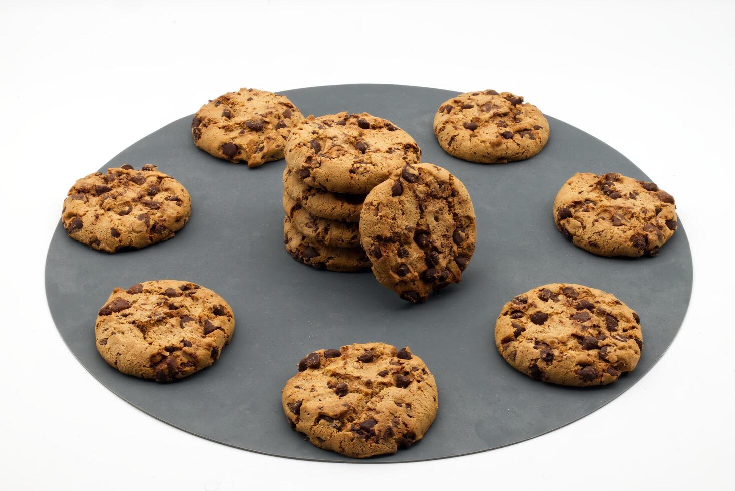 Cookies with chocolate chips isolated on white background. photo