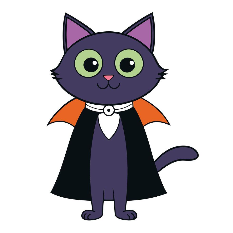 Halloween black cat in a witch hat vector