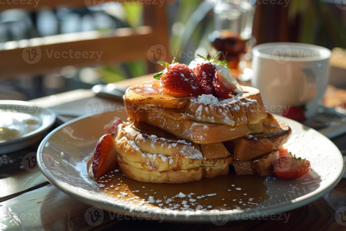 French Toast with Strawberries and Syrup photo