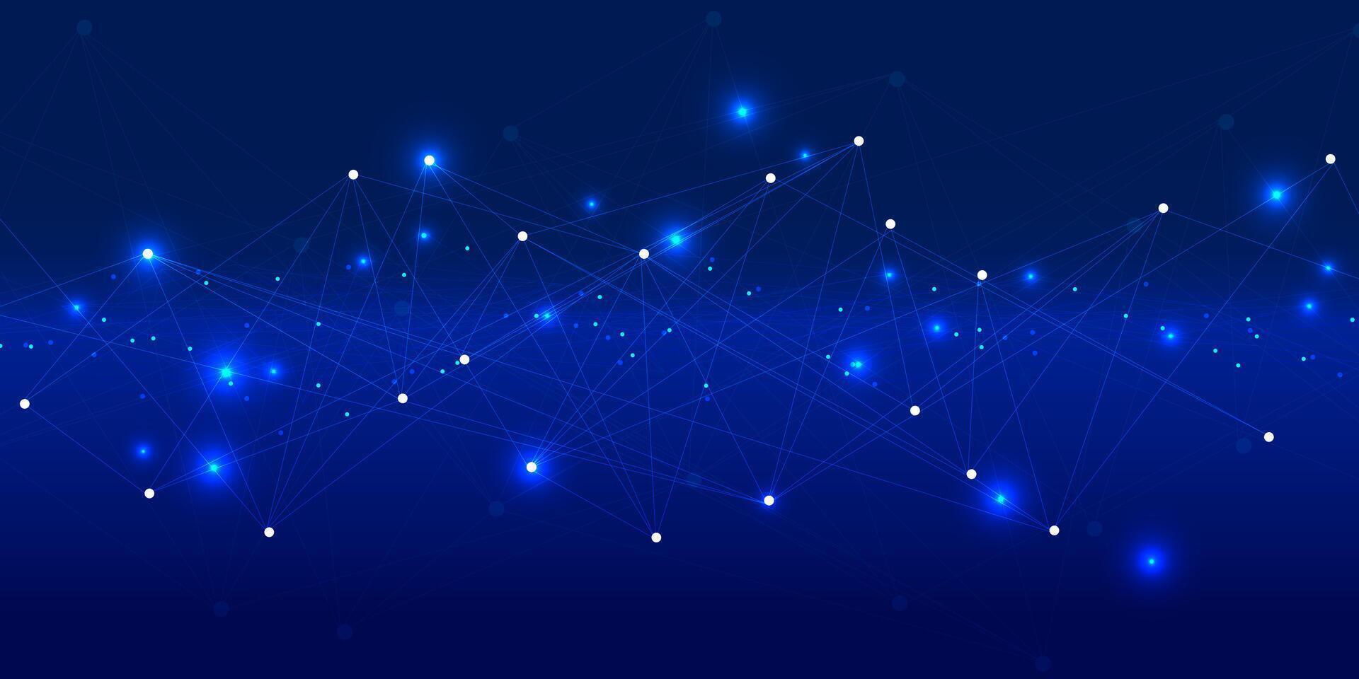 Molecules technology with polygonal shapes on dark blue background. vector
