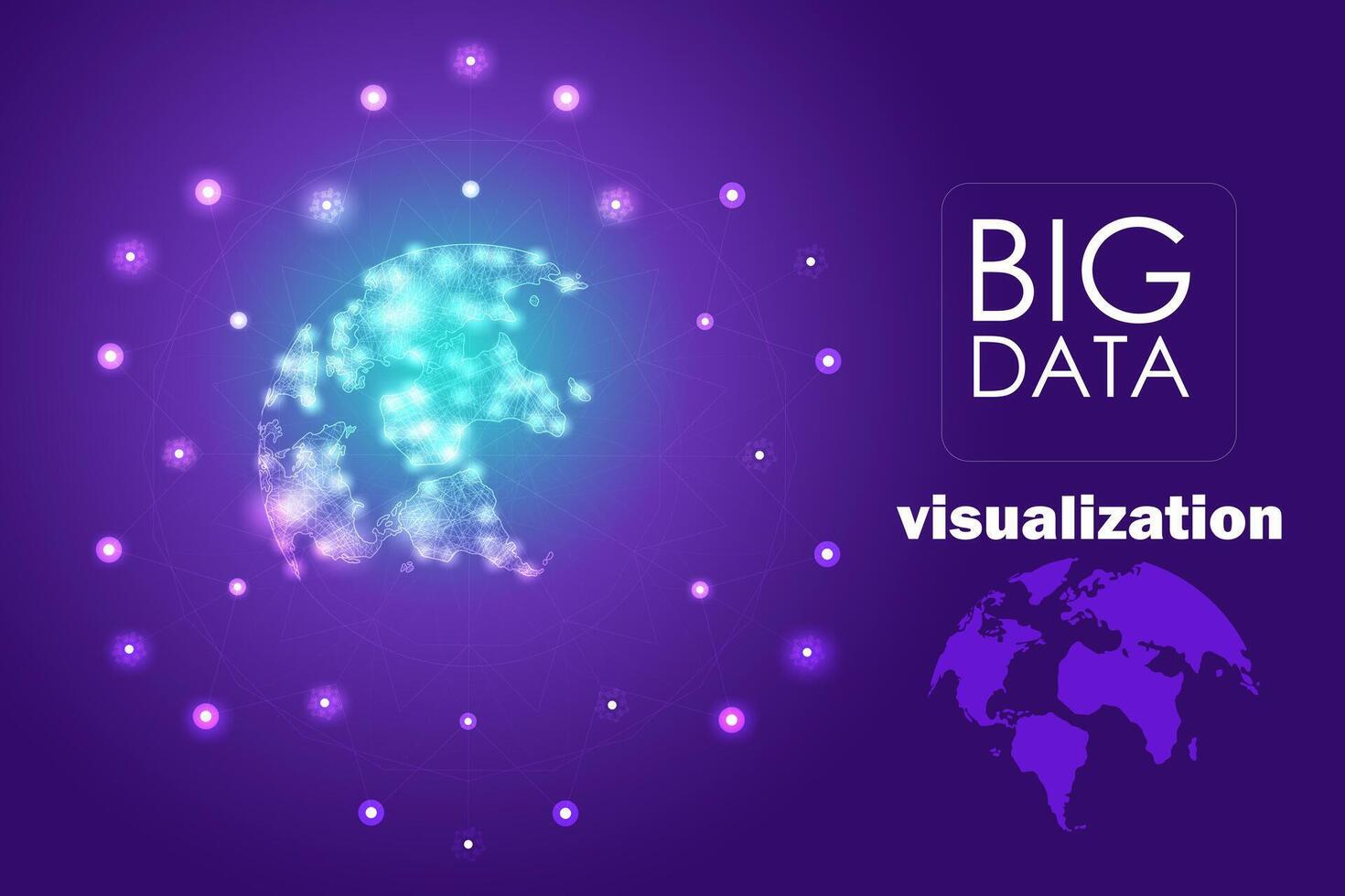Big data visualization. Fractal element with lines and dots array vector