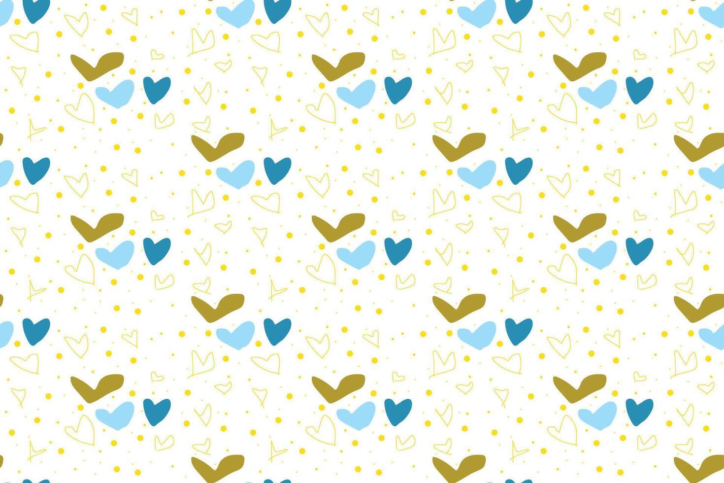 Seamless pattern with yellow hearts on white background. vector