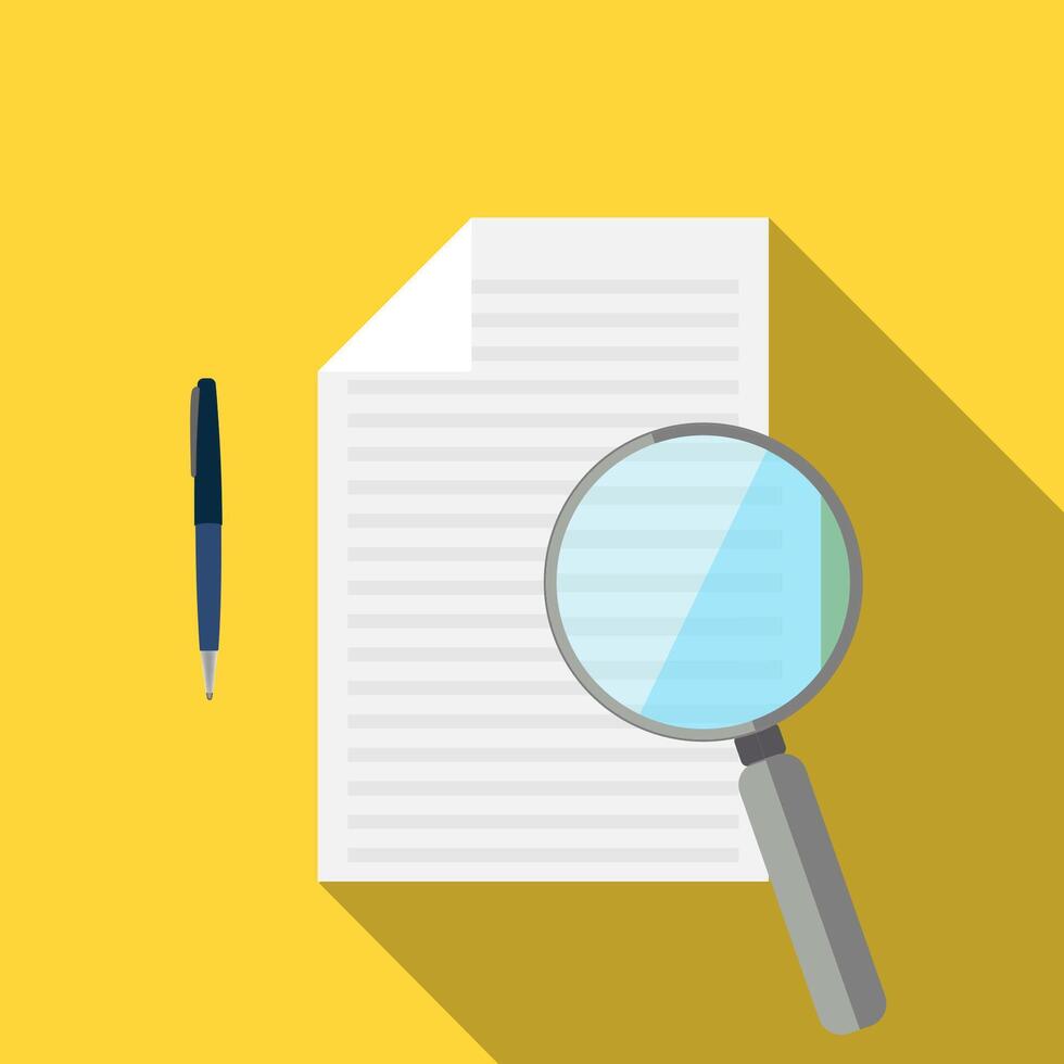 Flat line design website banner of document search vector