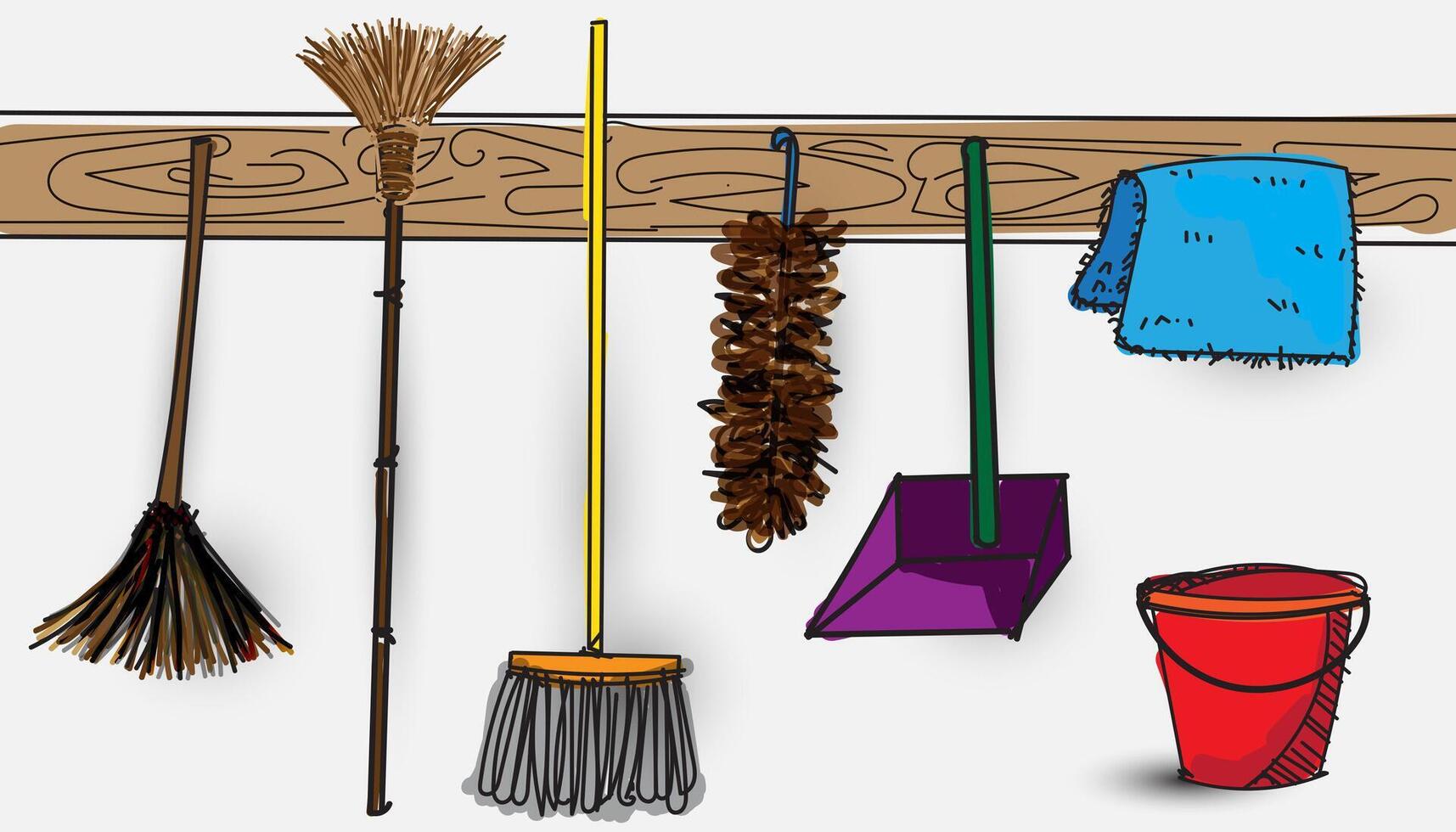 Set of cleanings tools isolated vector