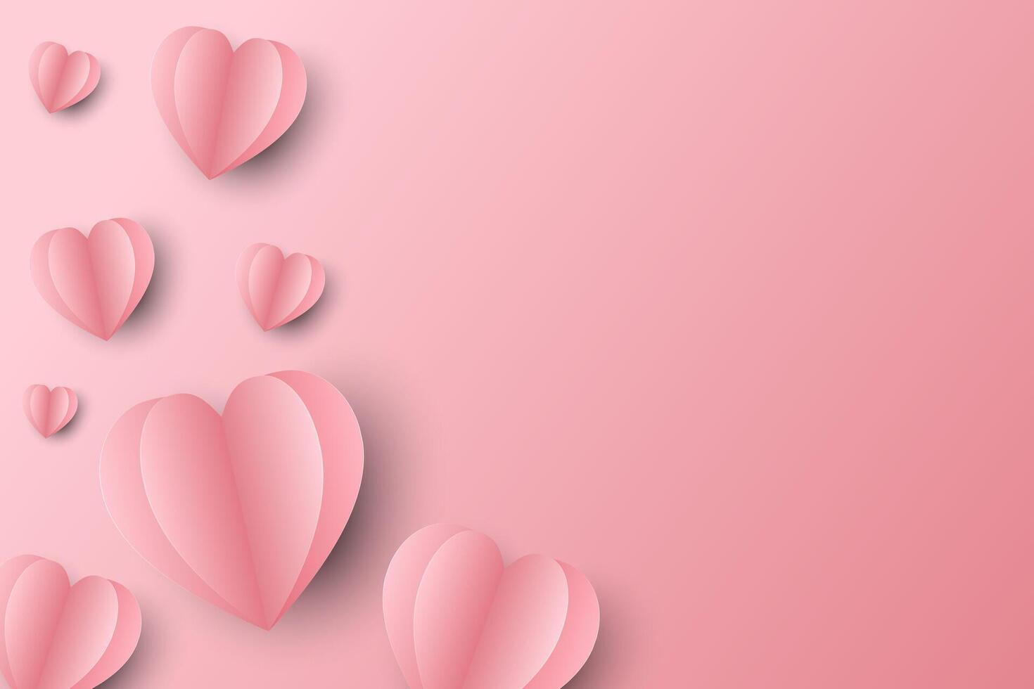Heart shape, paper folded in half, pastel pink vector