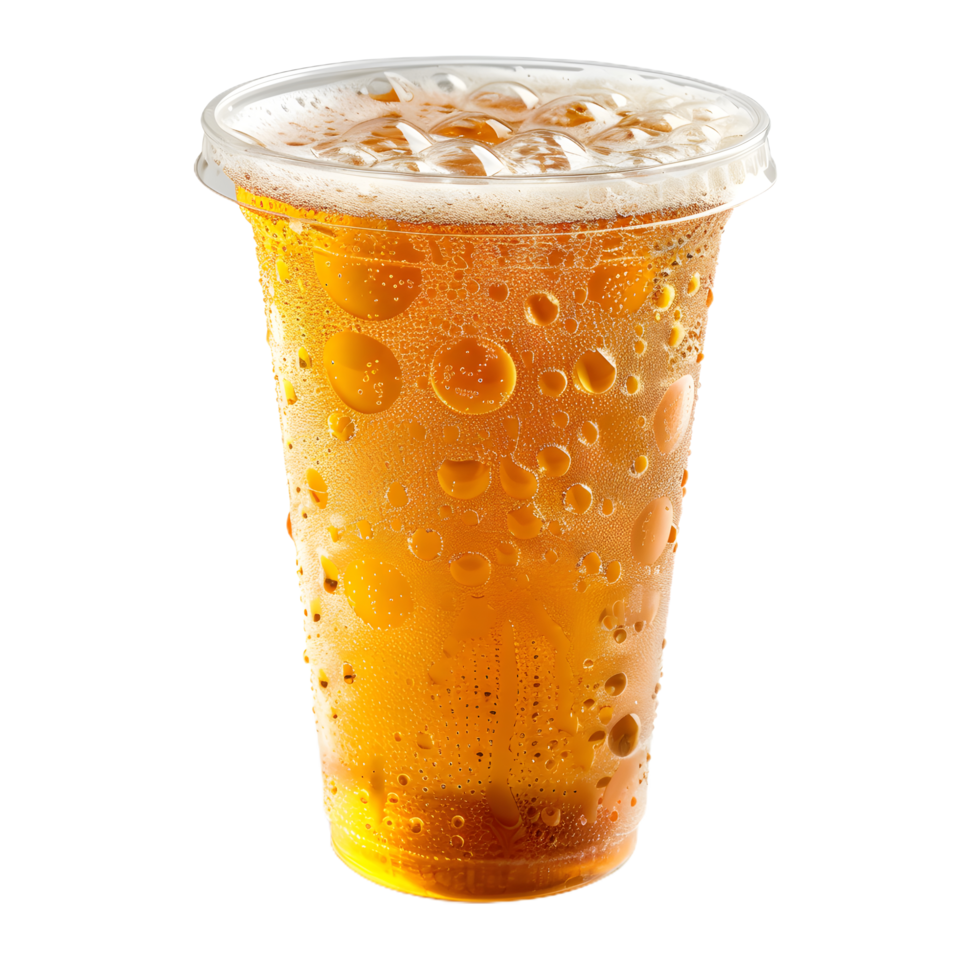 a glass of beer with ice and foam on top png