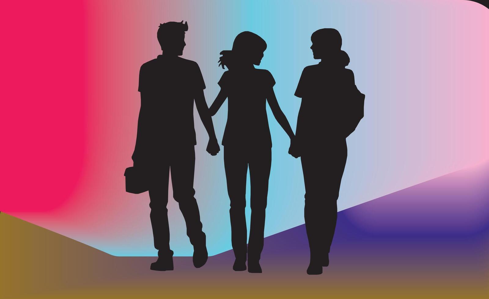 Happy friendship day silhouettes image. vector