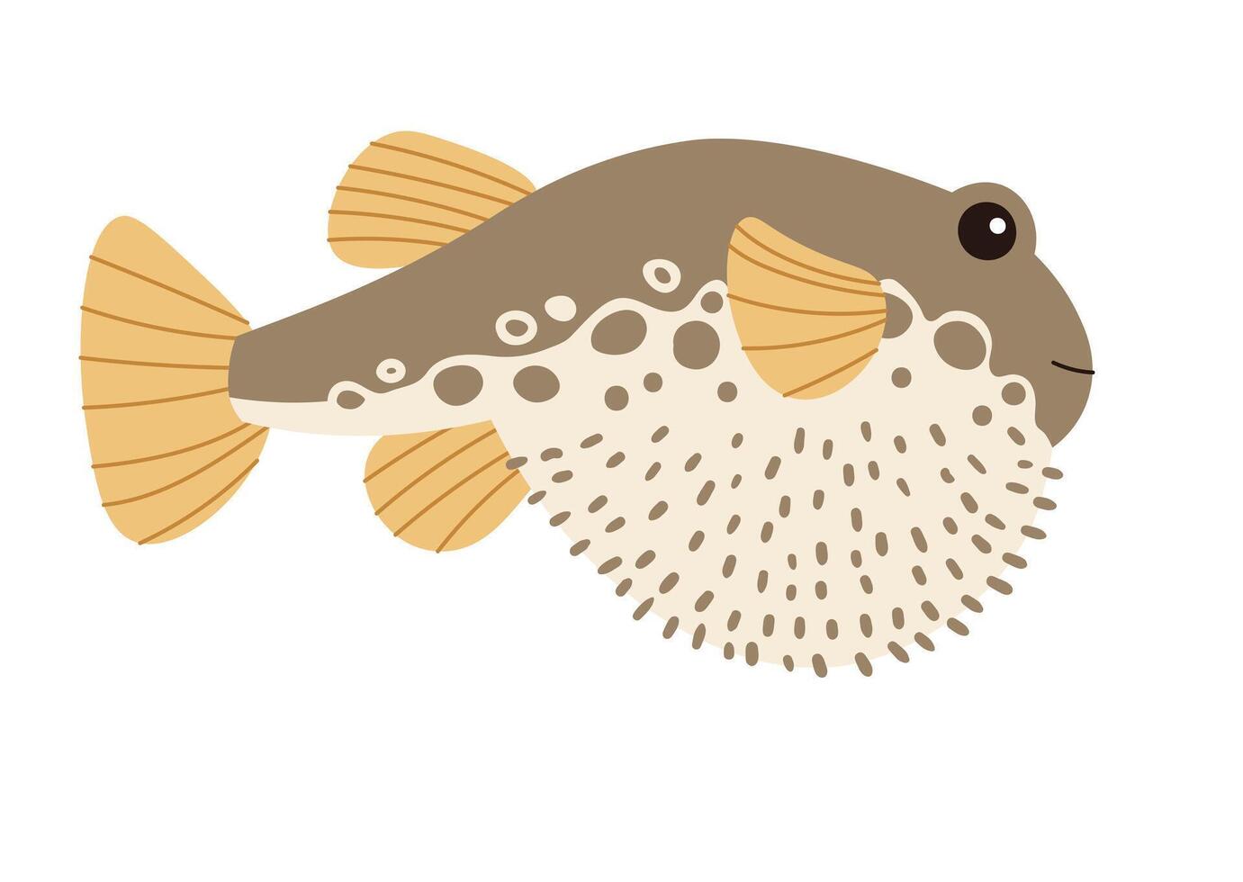 Hand drawn cartoon pufferfish. illustration of a poisonous spiny fish in doodle style. Suitable for decoration, sticker design vector