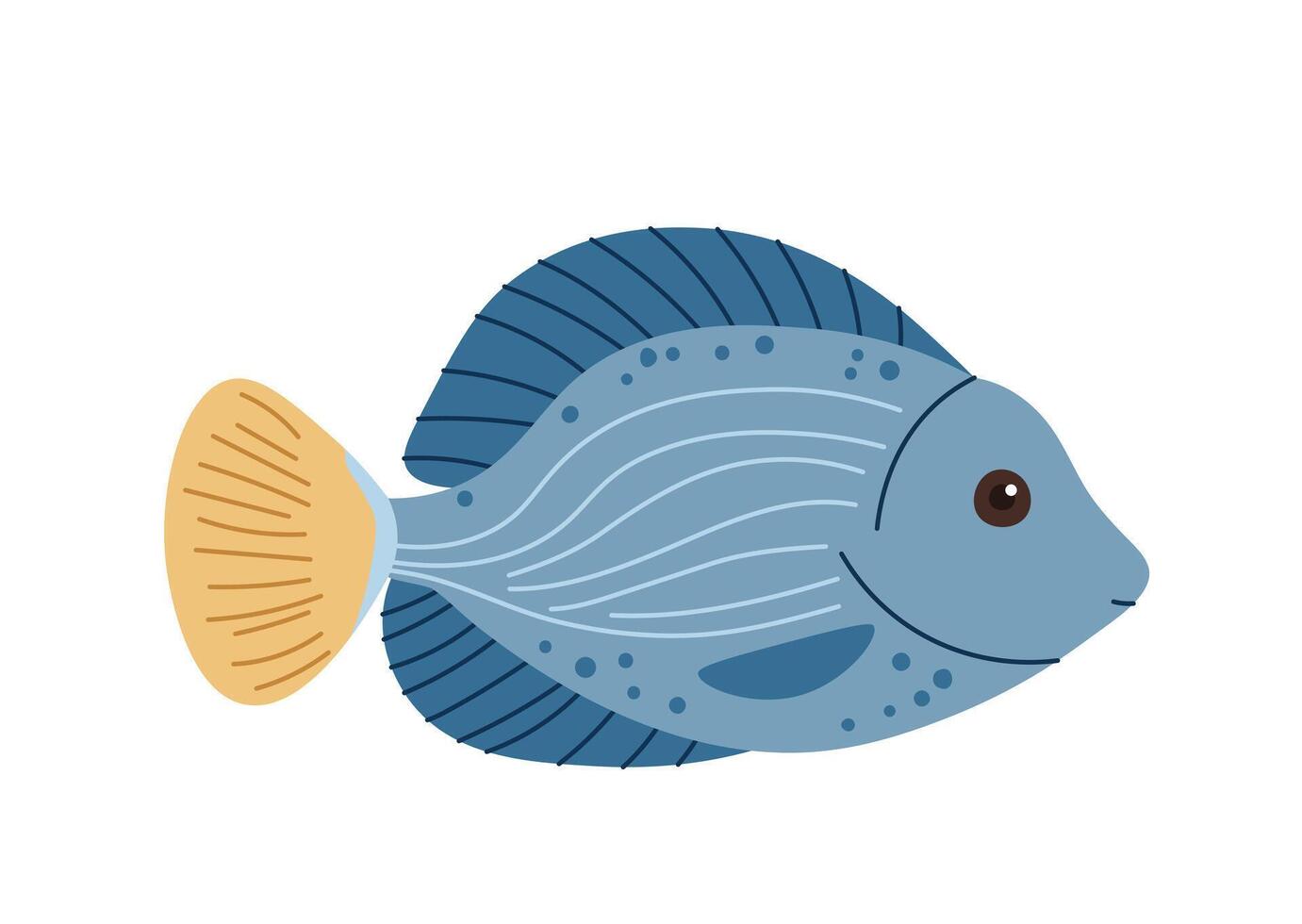 Hand drawn cartoon fish. illustration of a tropical fish in doodle style. Suitable for decoration, sticker design vector