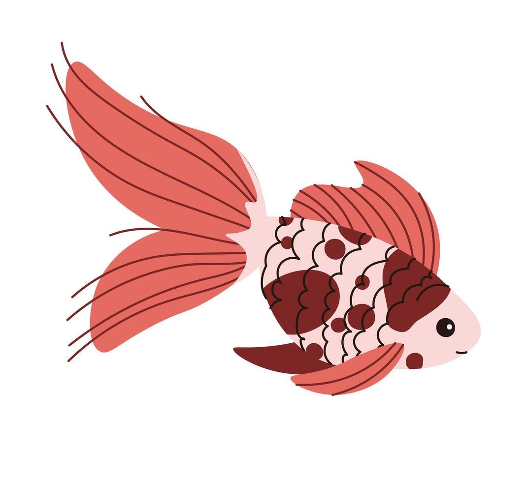 Hand drawn cartoon goldfish. illustration extic fish in doodle style. Suitable for decoration, sticker design vector