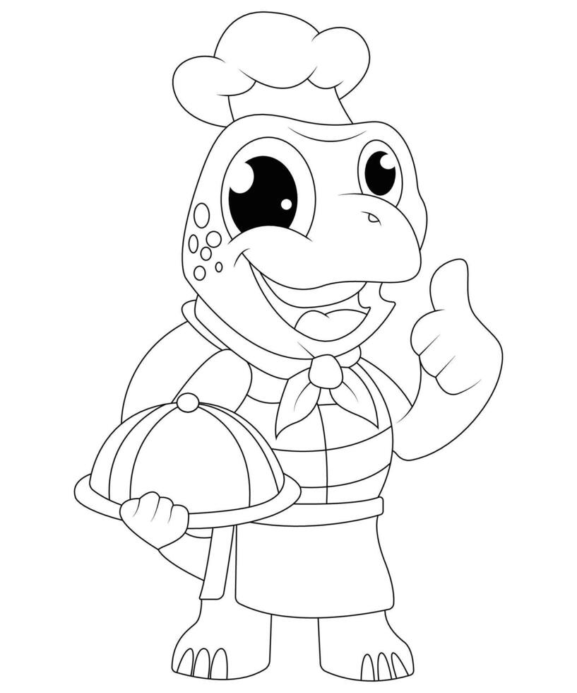Cute and Funny Tortoise coloring page for kids and adults. Tortoise coloring book for Children vector
