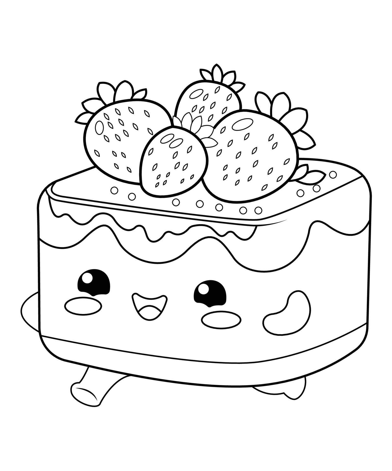 Unique and Cute Cake coloring page for kids. Cake Coloring book page ...