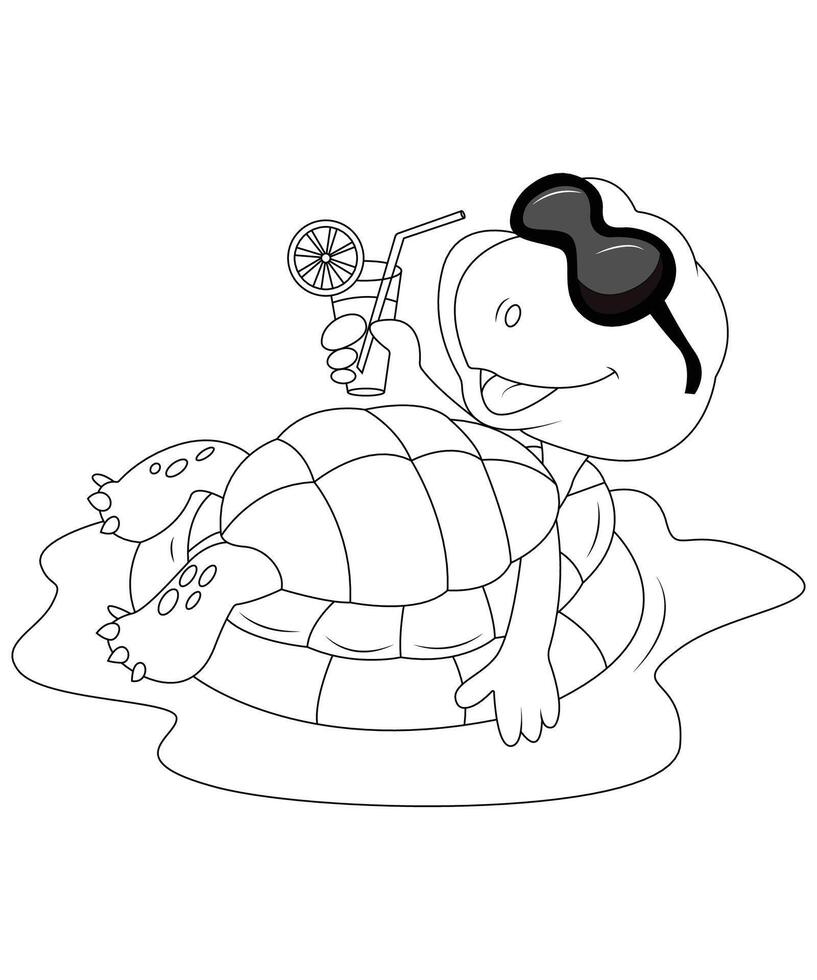 Cute and Funny Tortoise coloring page for kids and adults. Tortoise coloring book for Children vector