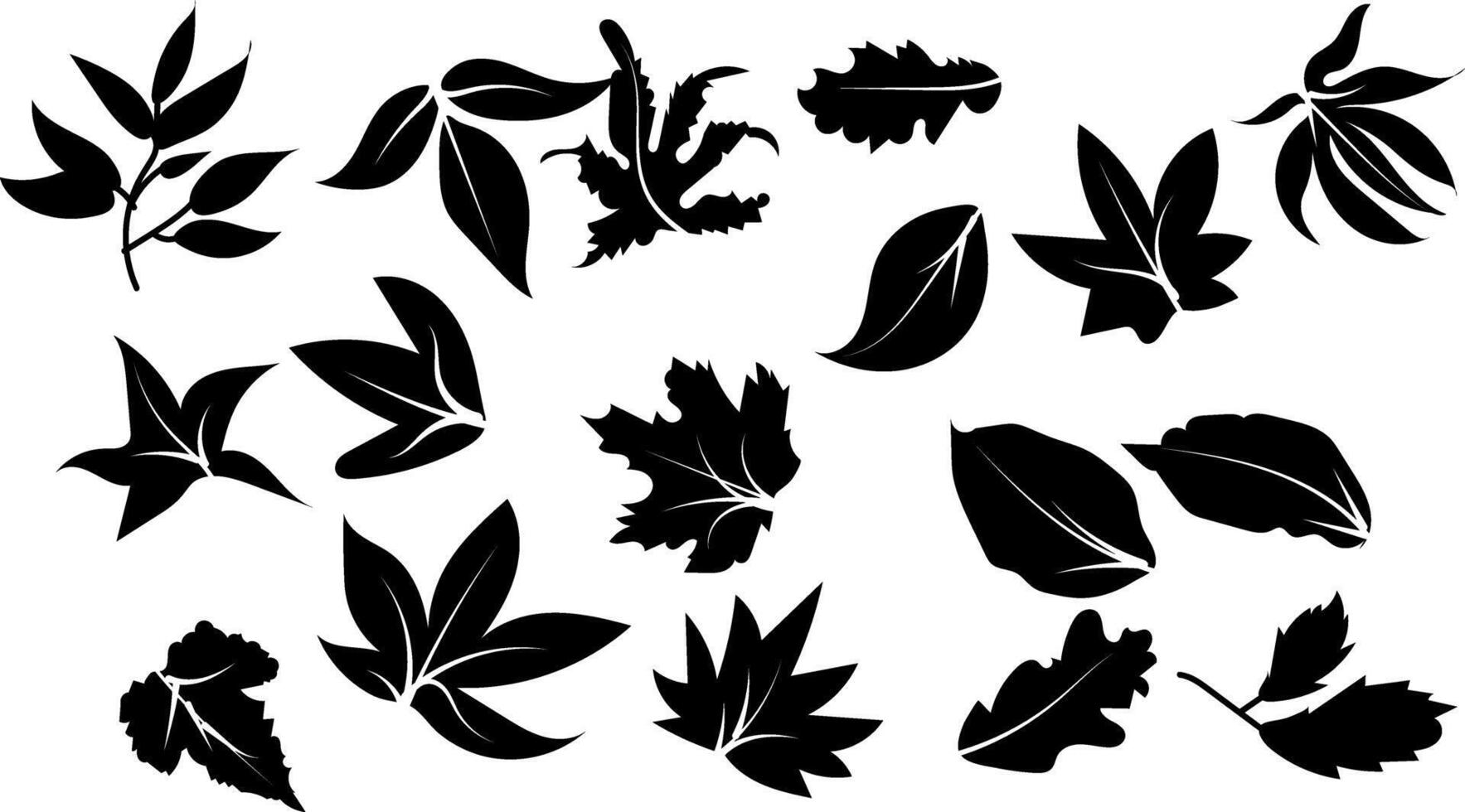 Autumn Leaves collection silhouette trendy design vector