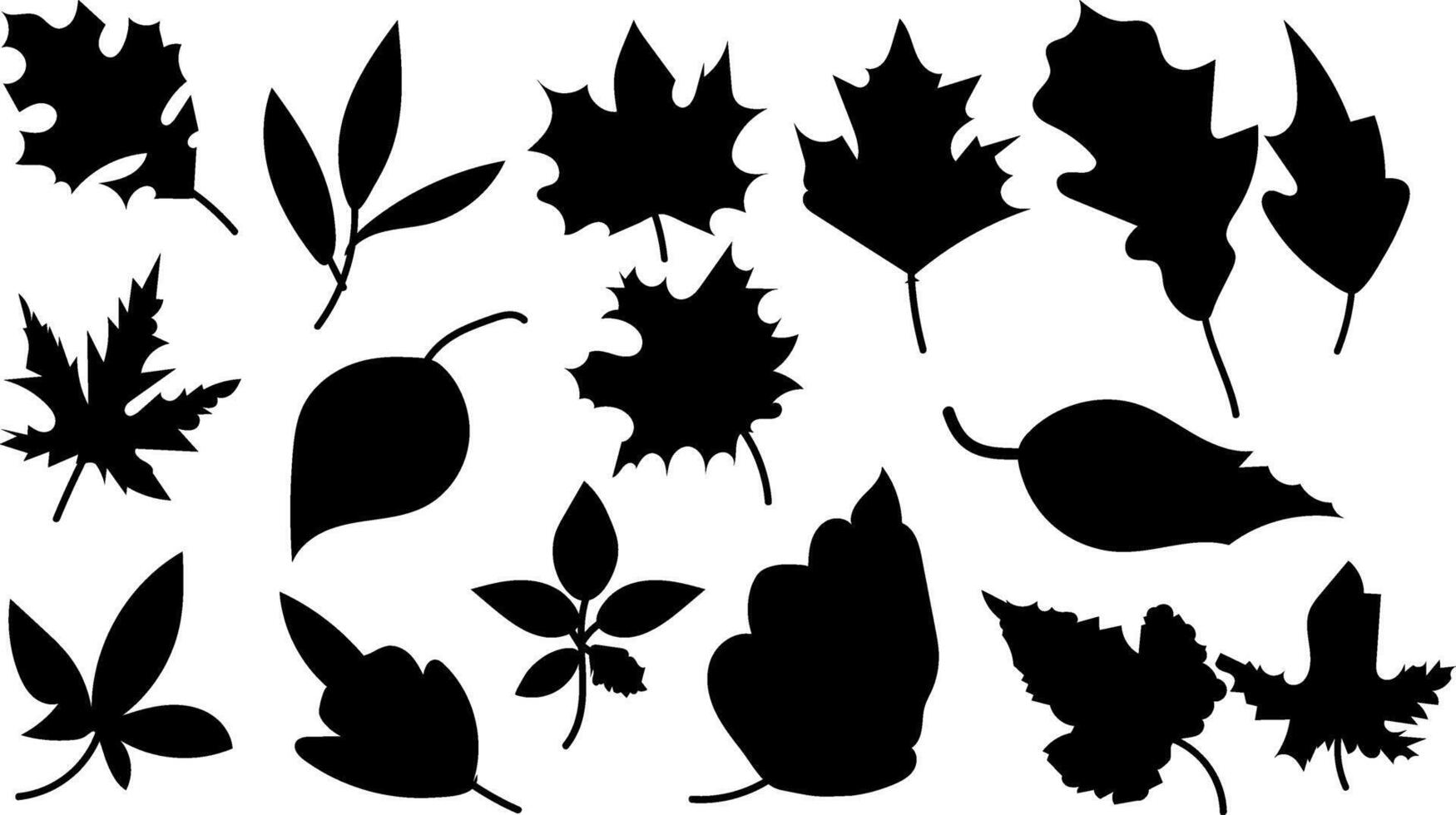 Autumn Leaves collection silhouette trendy design vector