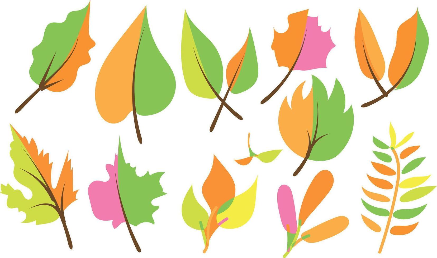 Autumn Leaves collection silhouette trendy design vector