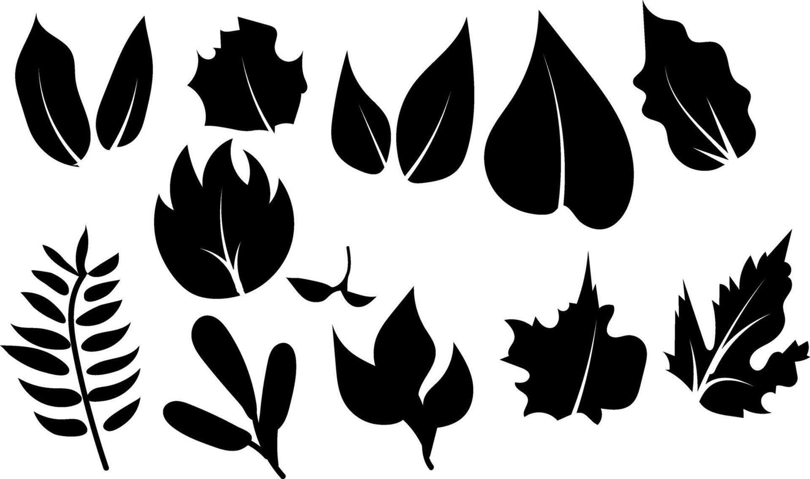 Autumn Leaves collection silhouette trendy design vector