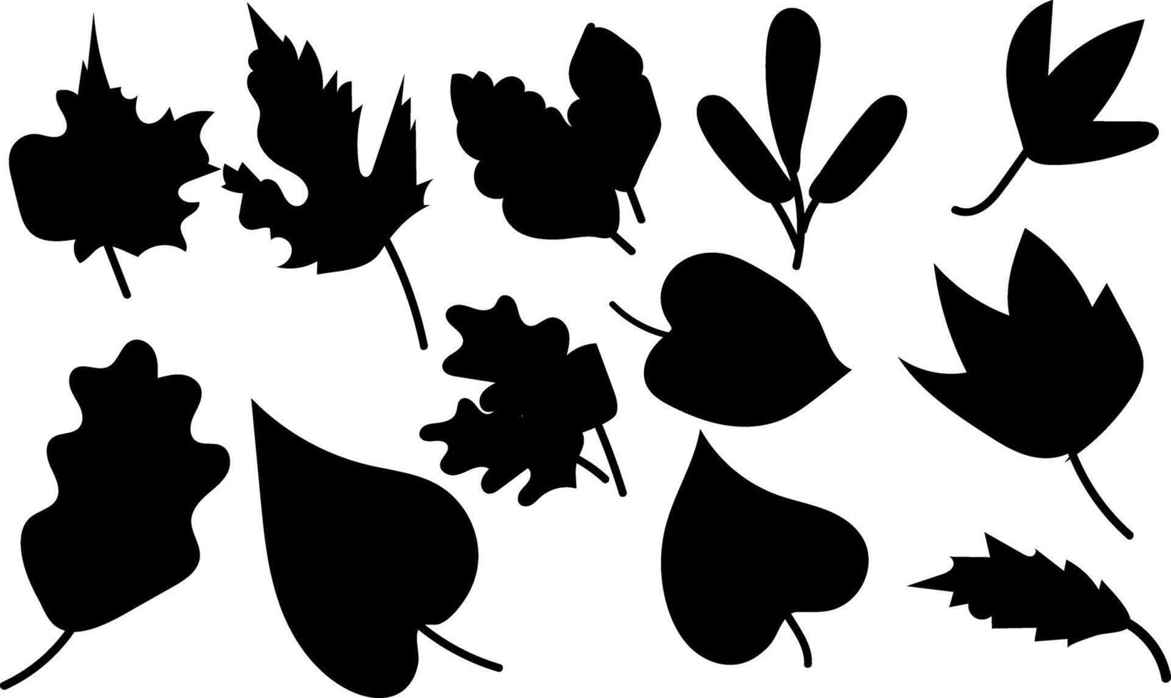 Autumn Leaves collection silhouette trendy design vector