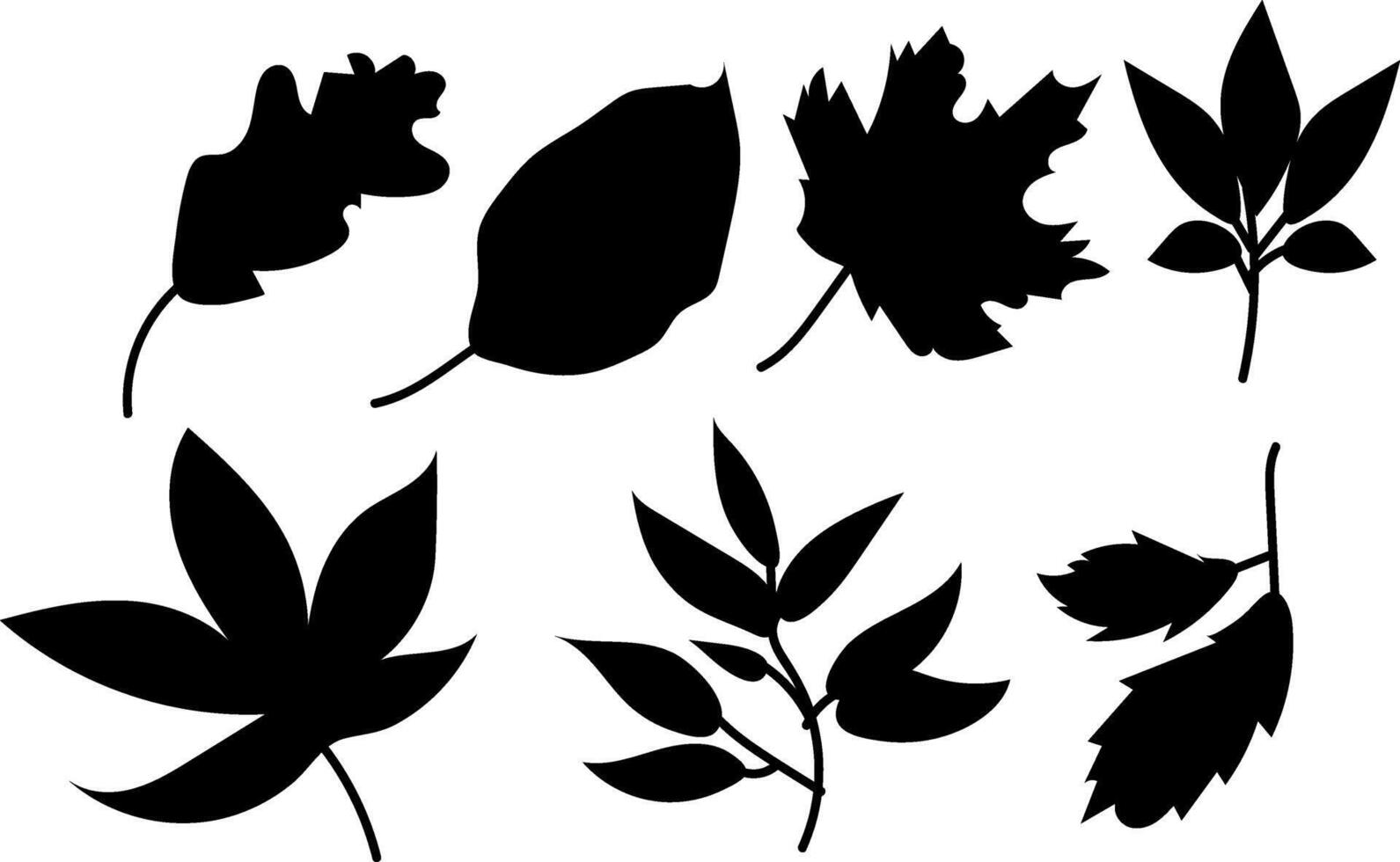 Autumn Leaves collection silhouette trendy design vector