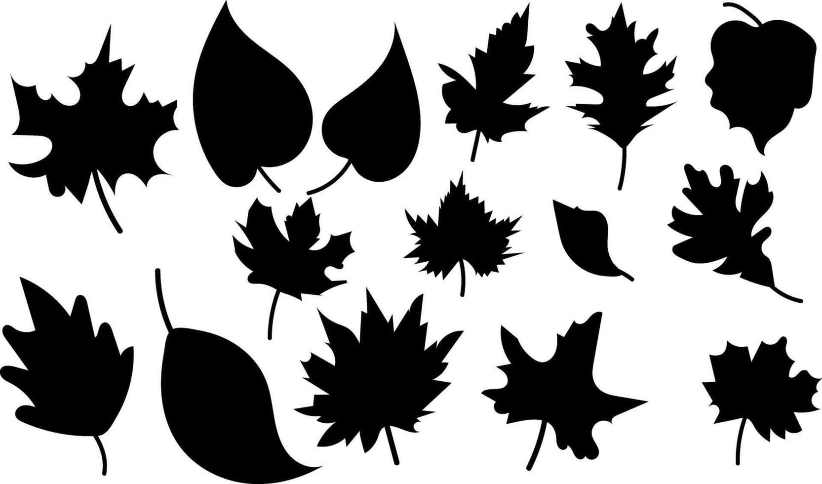 Autumn Leaves collection silhouette trendy design vector