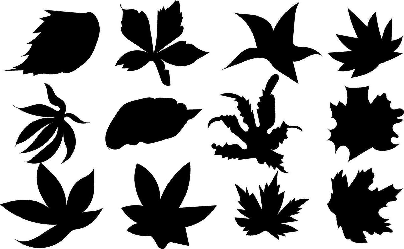 Autumn Leaves collection silhouette trendy design vector