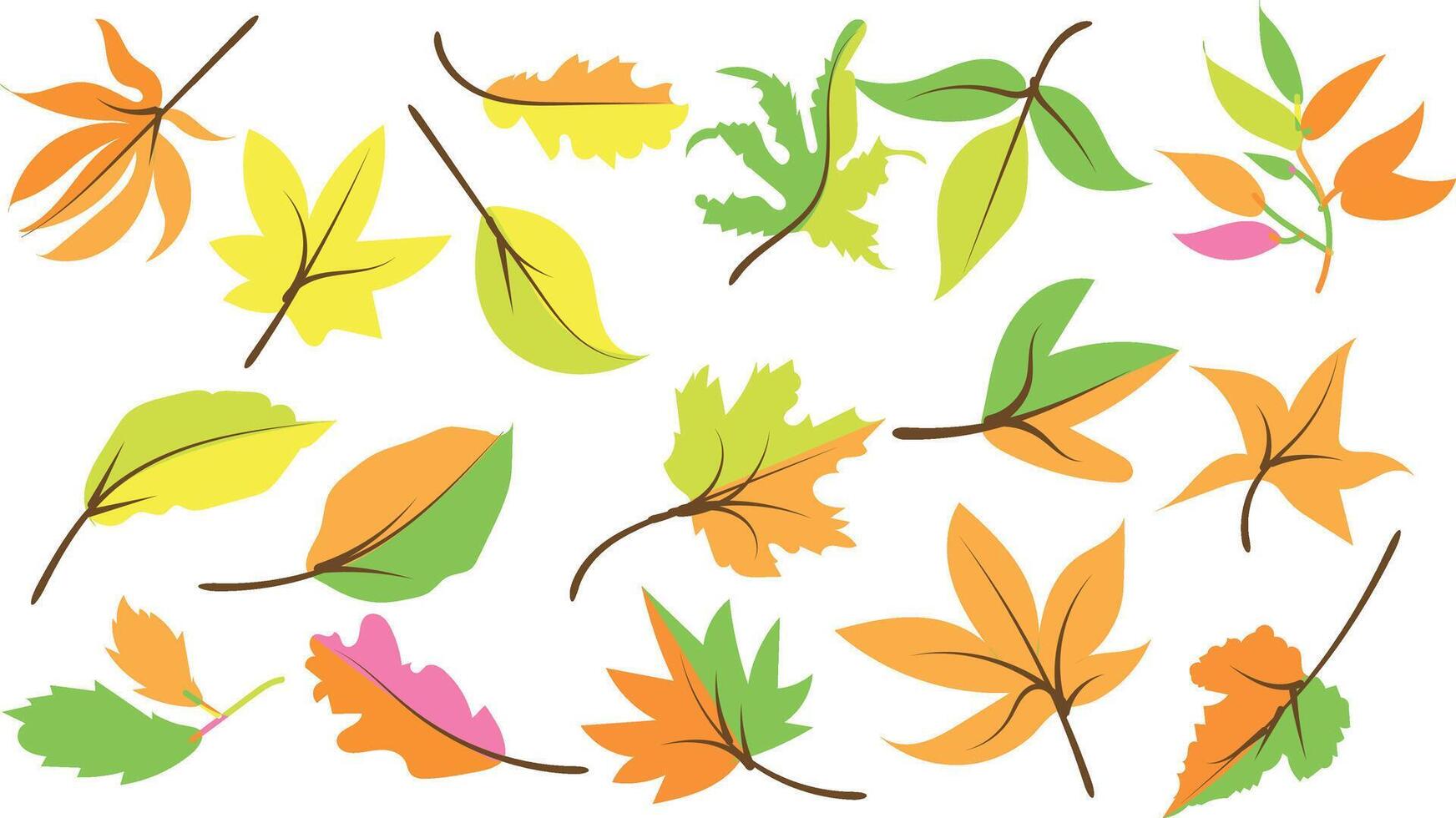Autumn Leaves collection silhouette trendy design vector
