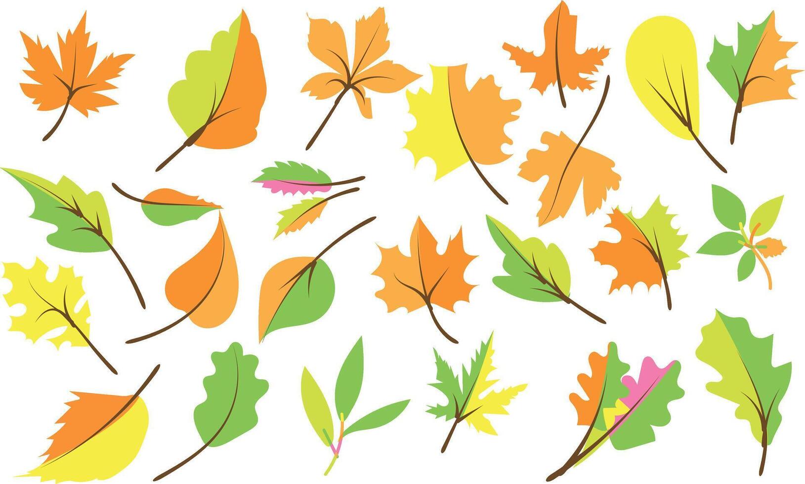 Autumn Leaves collection silhouette trendy design vector