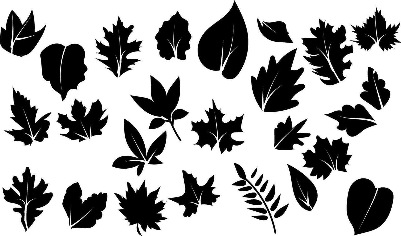 Autumn Leaves collection silhouette trendy design vector
