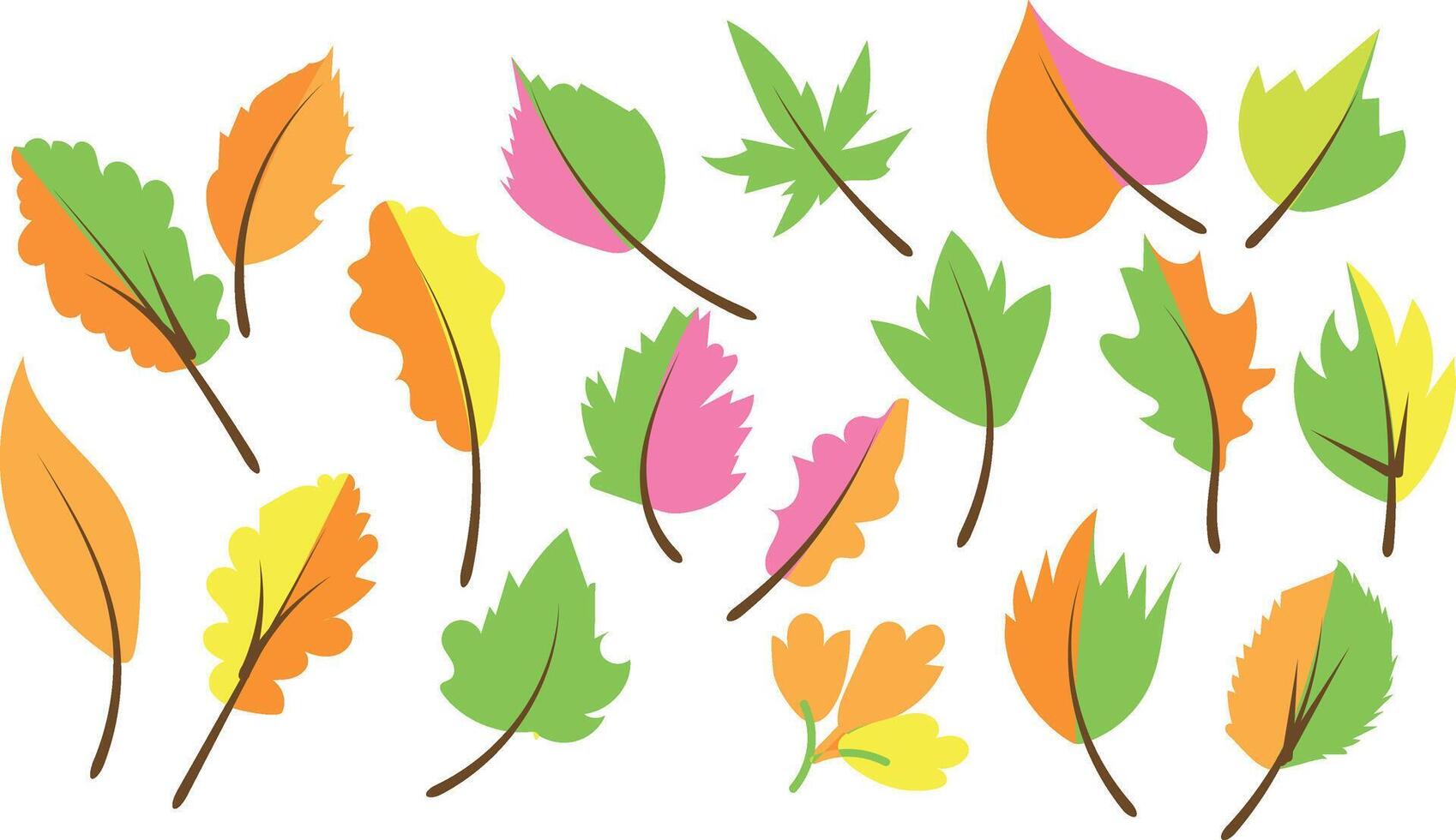 Autumn Leaves collection silhouette trendy design vector