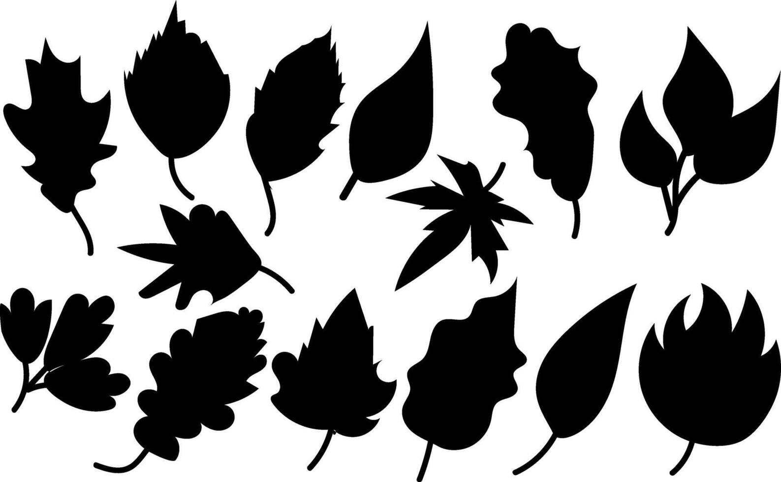 Autumn Leaves collection silhouette trendy design vector