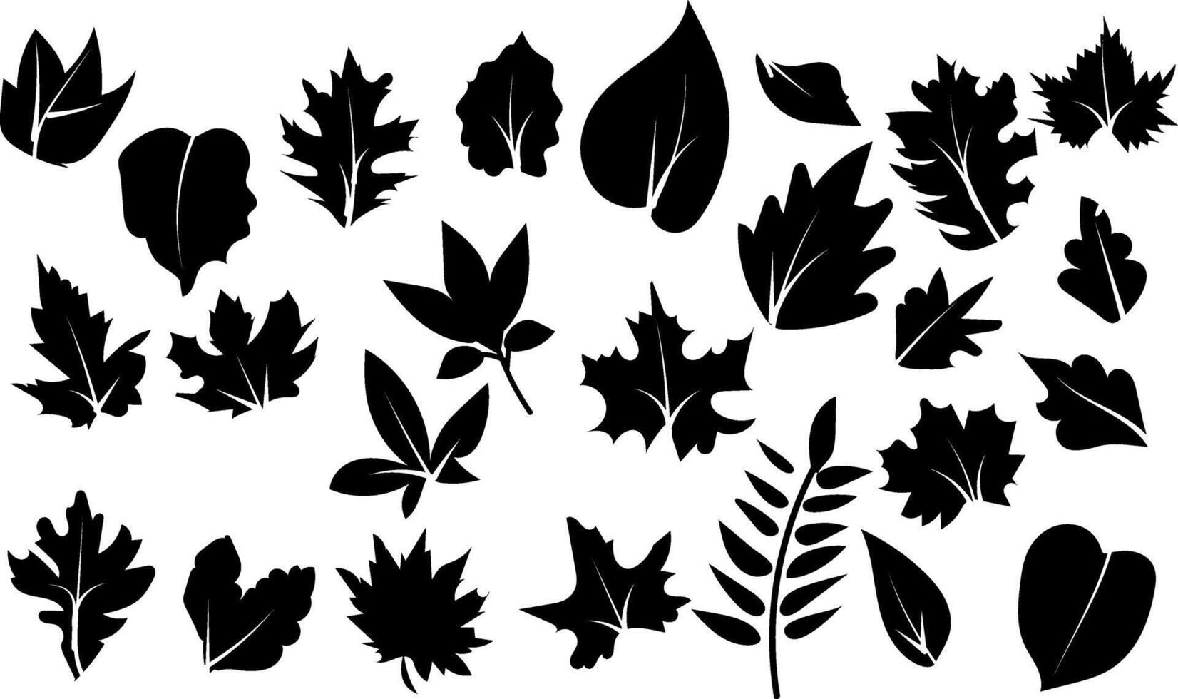 Autumn Leaves collection silhouette trendy design vector