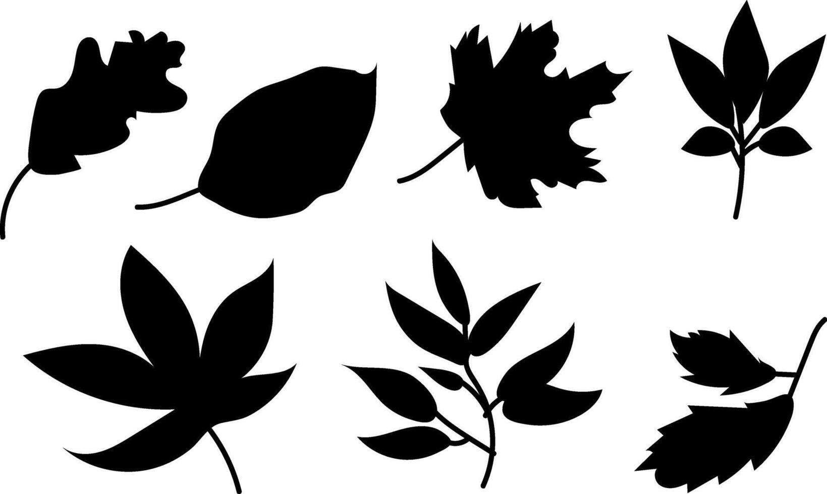 Autumn Leaves collection silhouette trendy design vector