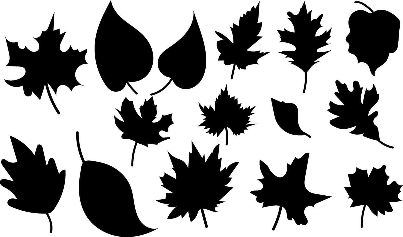 Autumn Leaves collection silhouette trendy design vector